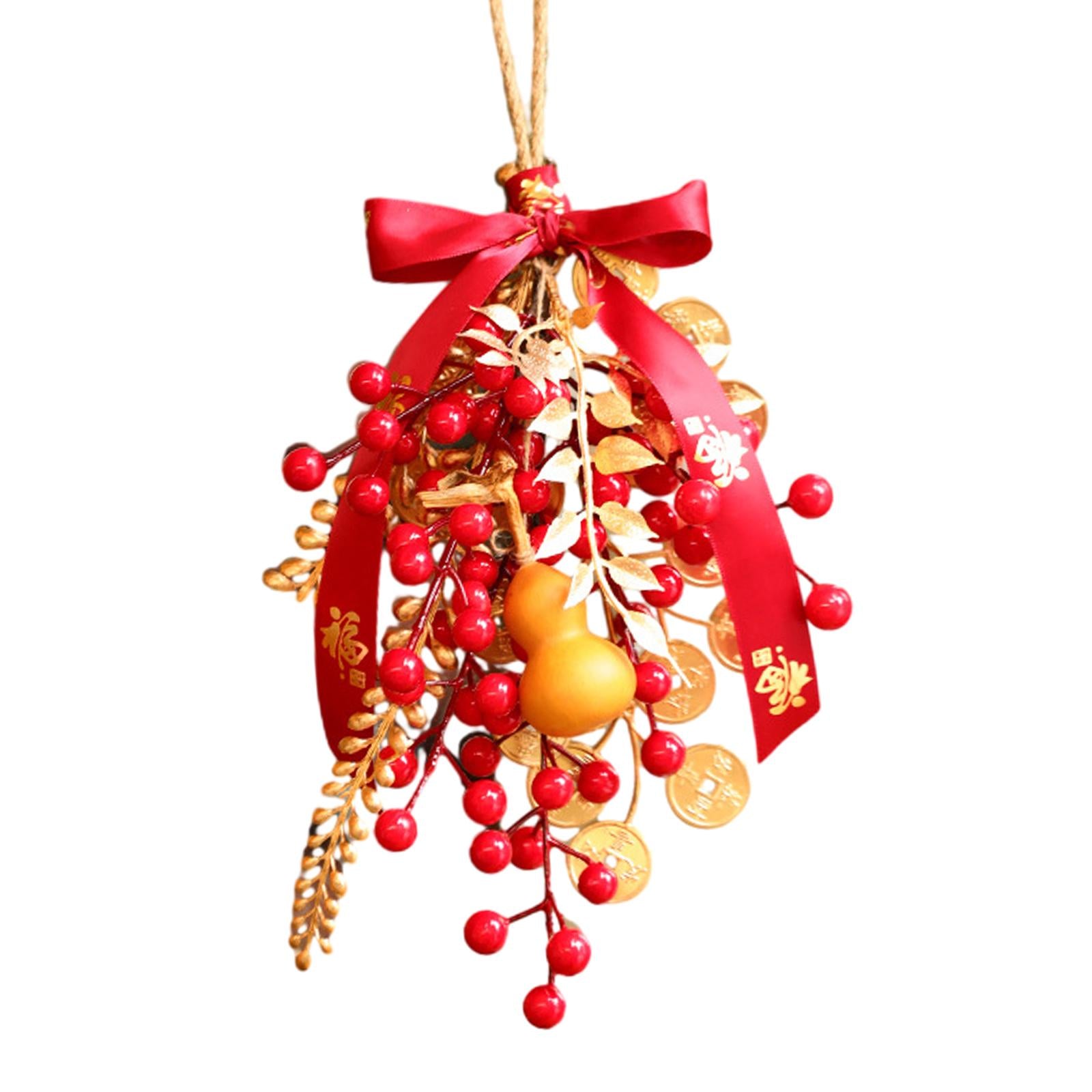 Chinese New Year Decoration Artificial Red for Farmhouse Entryway Wall Gourd