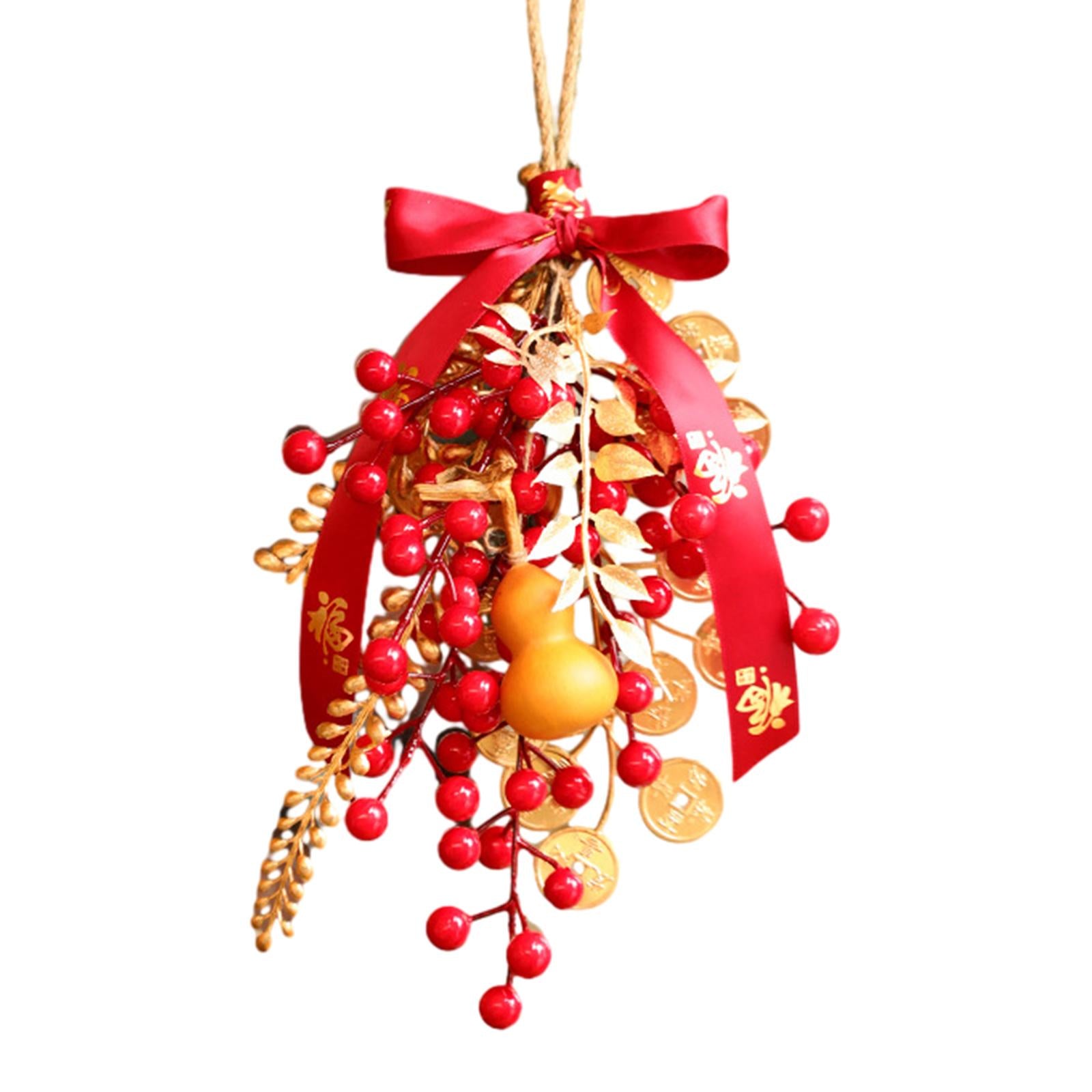 Chinese New Year Decoration Artificial Red for Farmhouse Entryway Wall Gourd