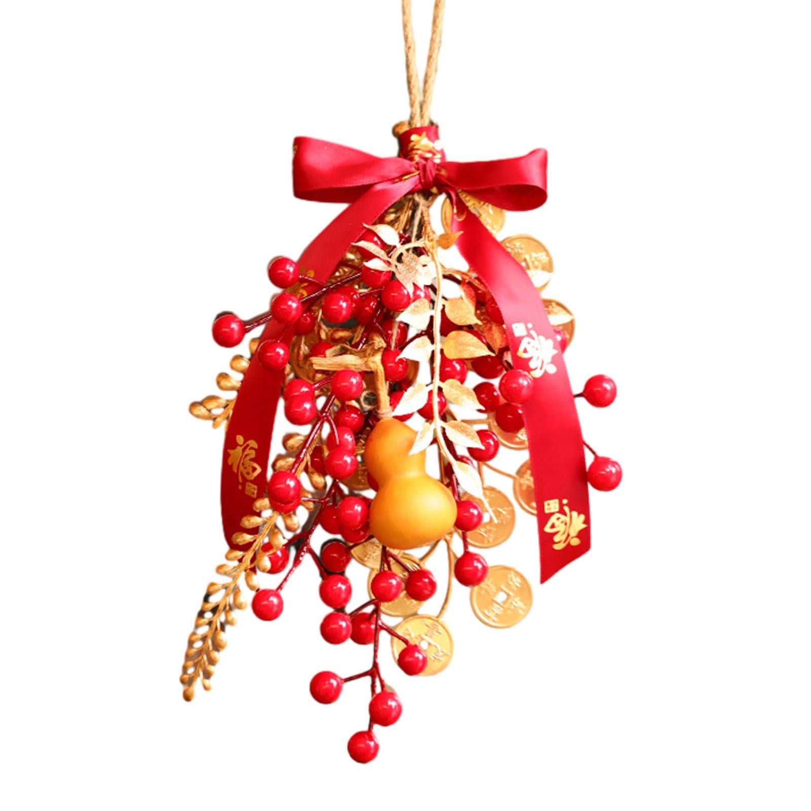Chinese New Year Decoration Artificial Red for Farmhouse Entryway Wall Gourd