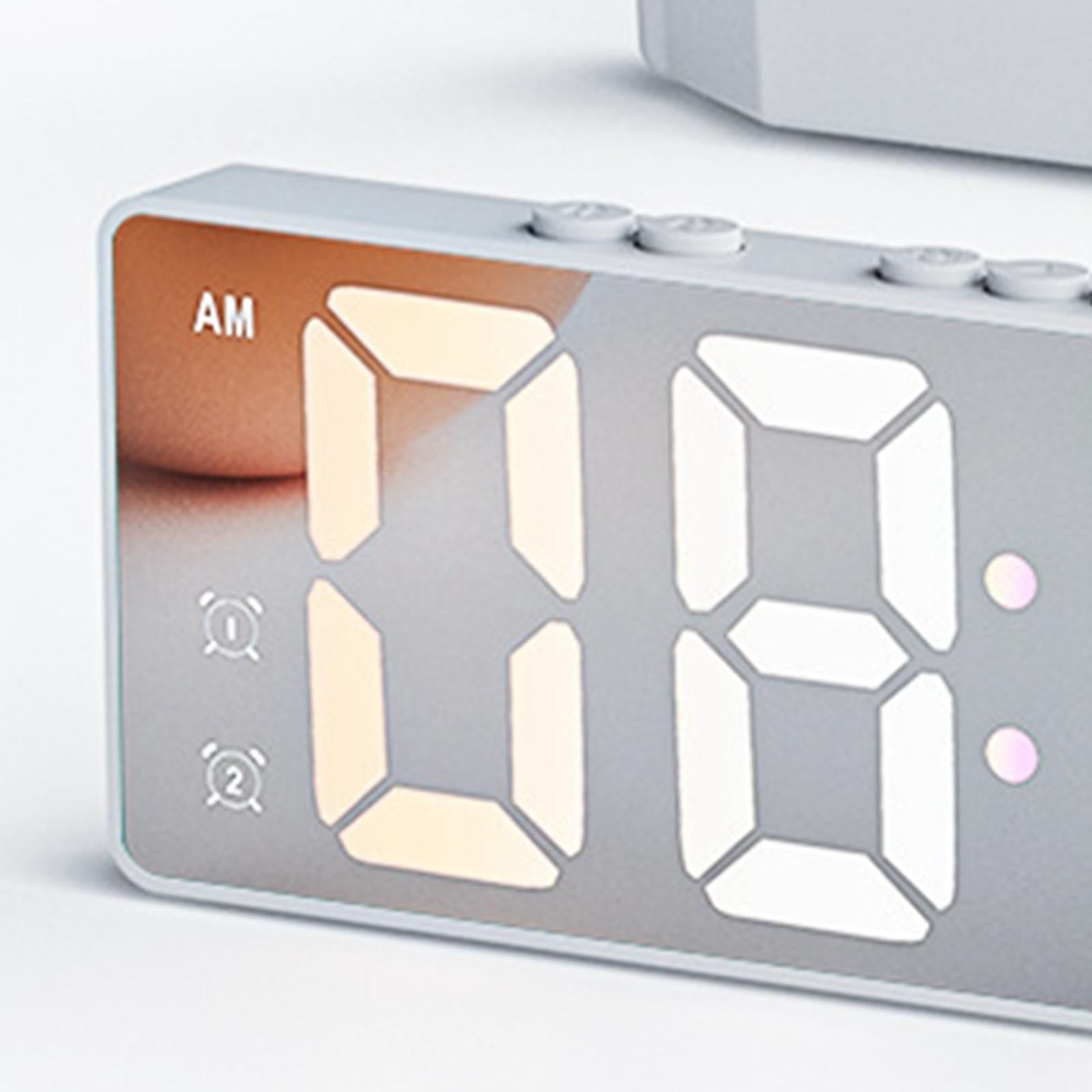 16cm Digital Alarm Clock Bedside Clock Portable for Bedroom Table and Travel White