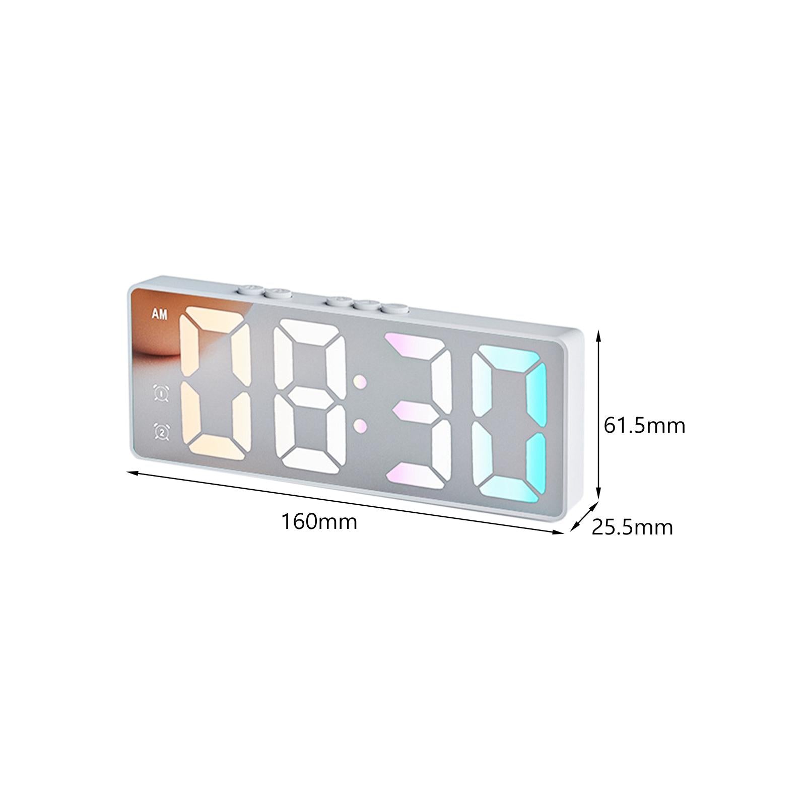16cm Digital Alarm Clock Bedside Clock Portable for Bedroom Table and Travel White