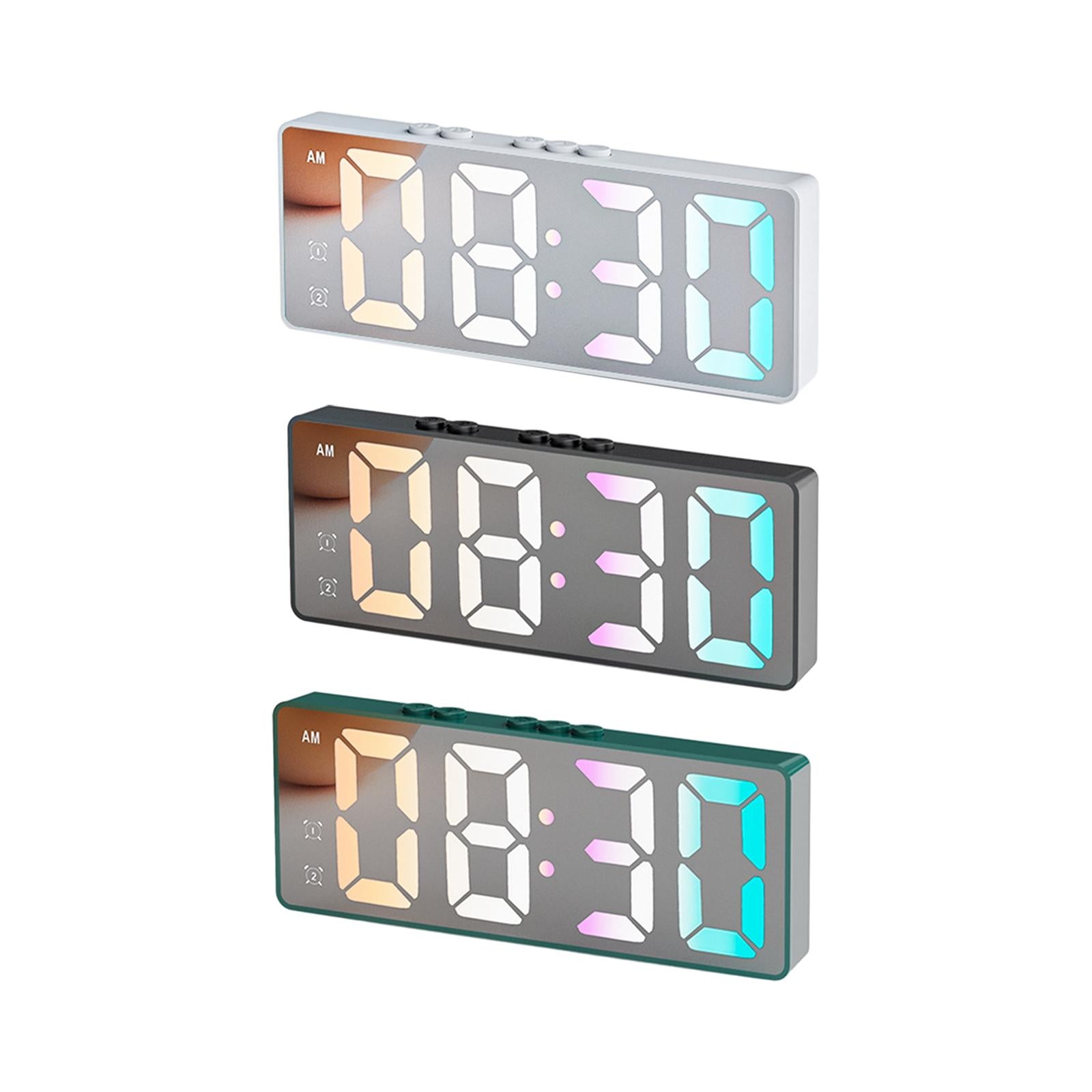 16cm Digital Alarm Clock Bedside Clock Portable for Bedroom Table and Travel White