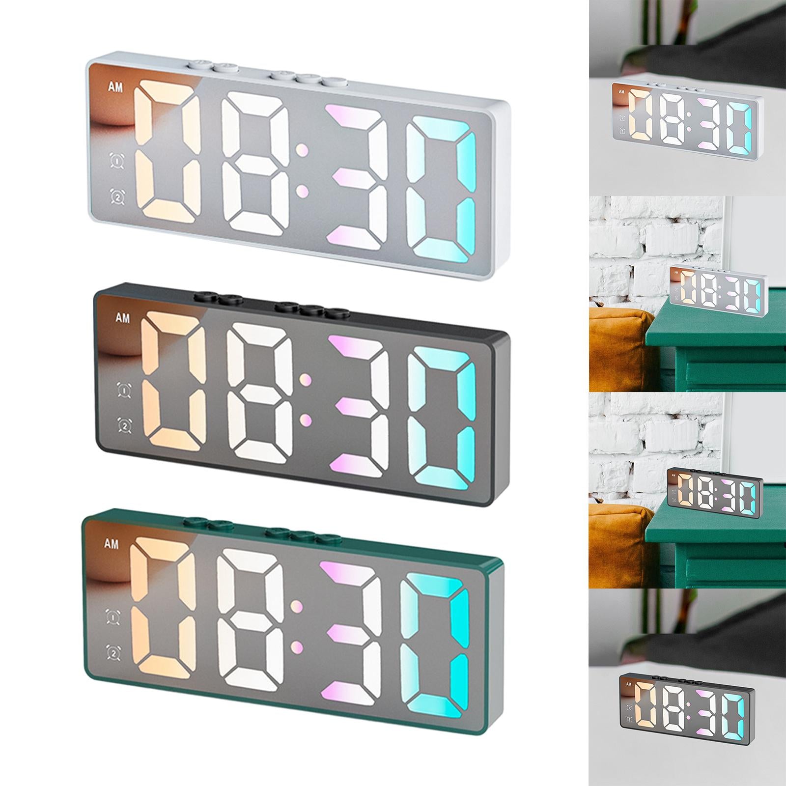 16cm Digital Alarm Clock Bedside Clock Portable for Bedroom Table and Travel White