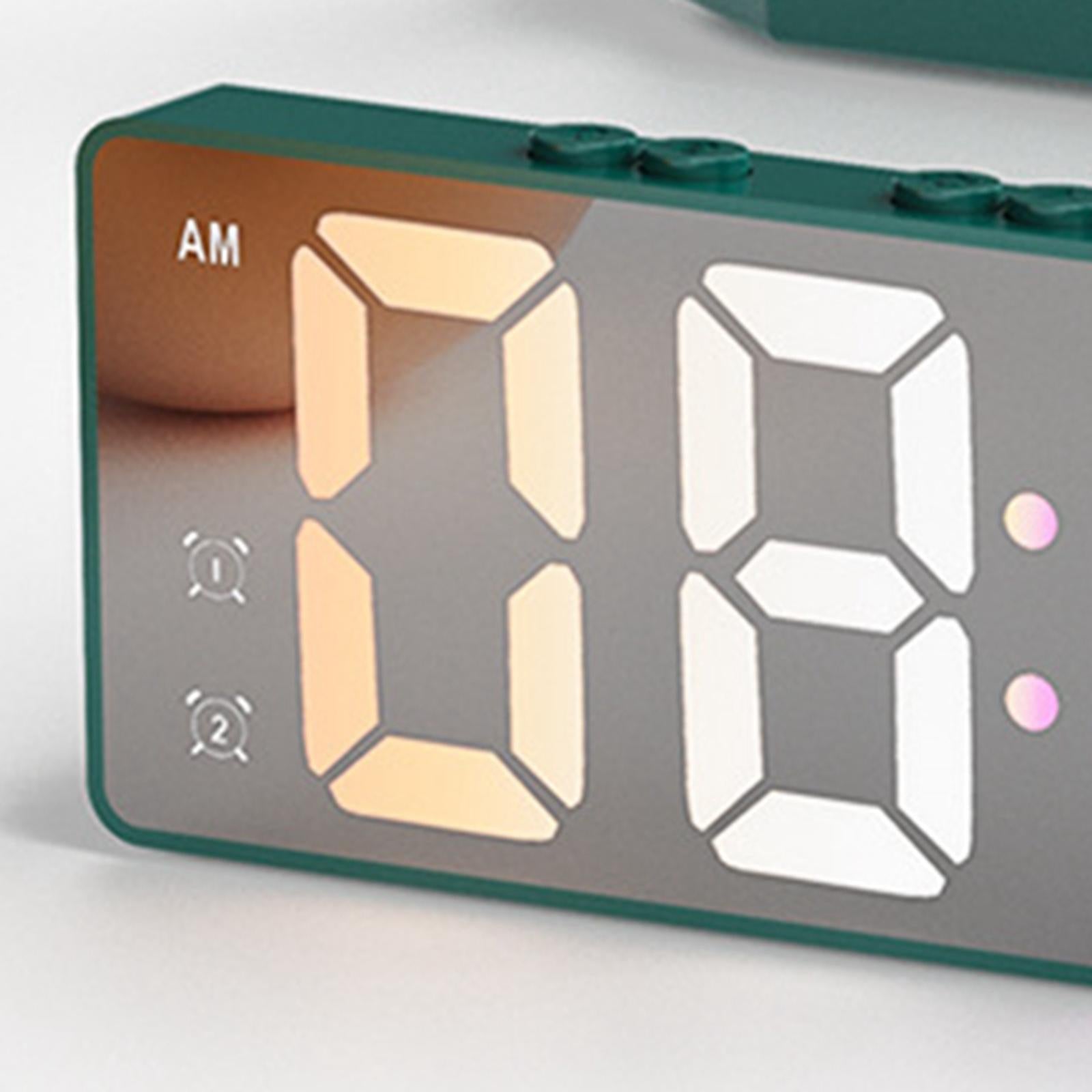 16cm Digital Alarm Clock Bedside Clock Portable for Bedroom Table and Travel Dark Green