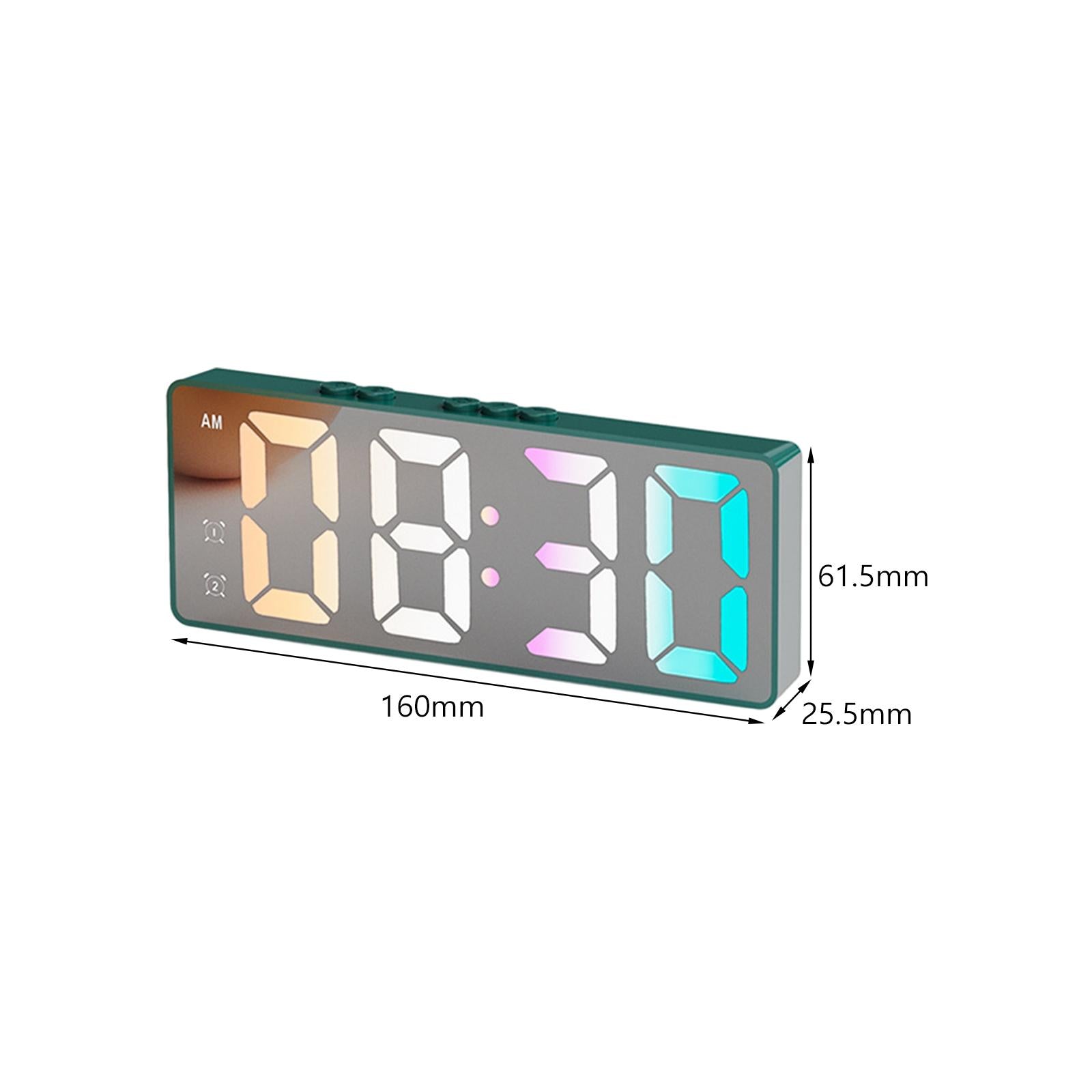 16cm Digital Alarm Clock Bedside Clock Portable for Bedroom Table and Travel Dark Green