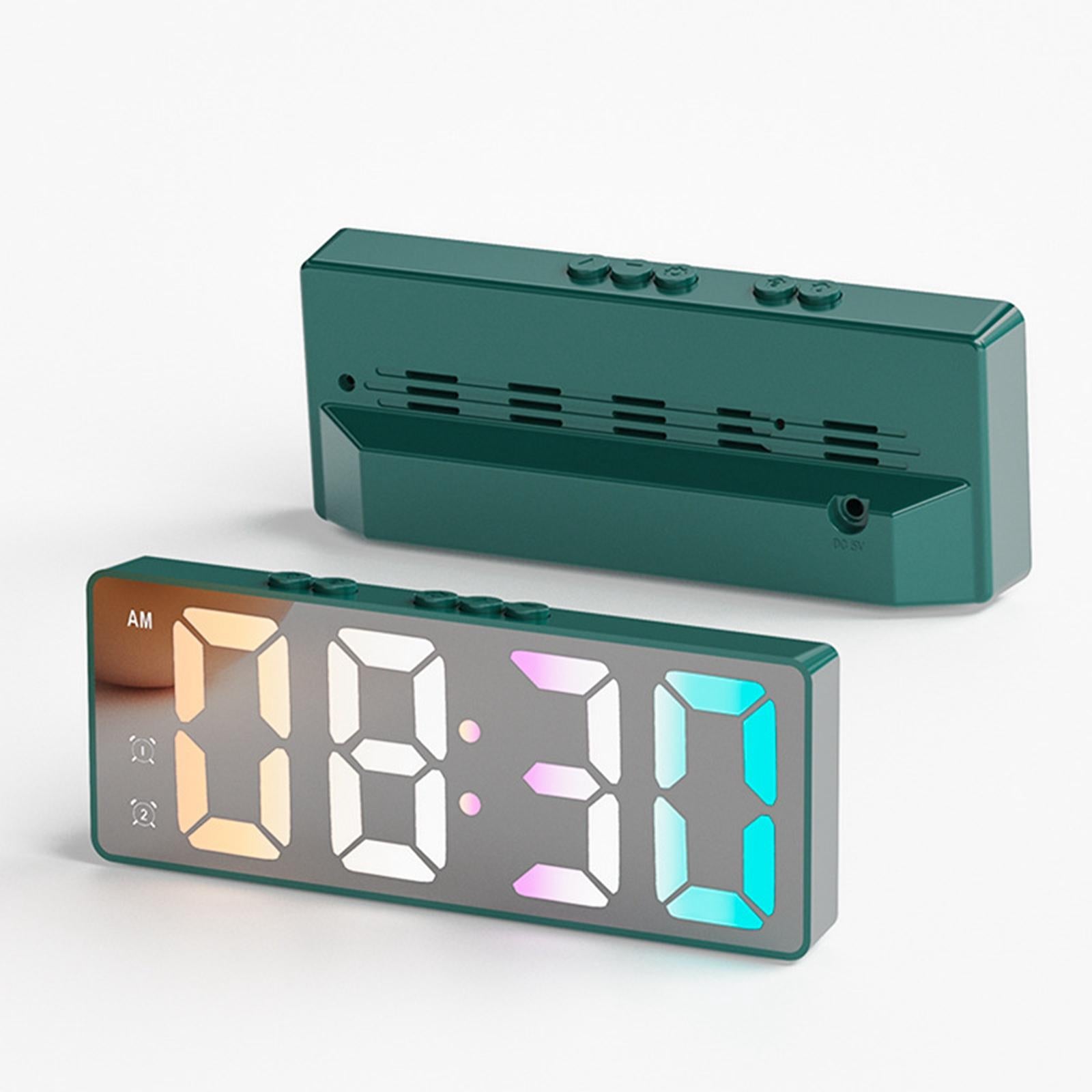 16cm Digital Alarm Clock Bedside Clock Portable for Bedroom Table and Travel Dark Green