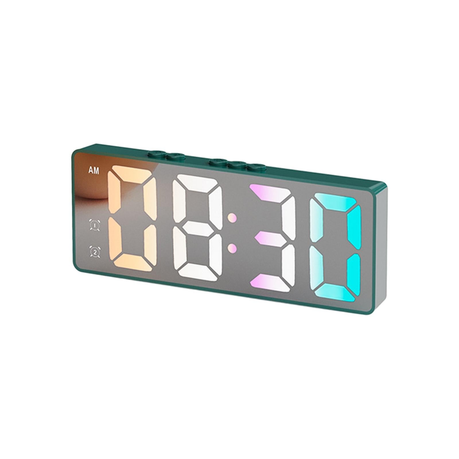 16cm Digital Alarm Clock Bedside Clock Portable for Bedroom Table and Travel Dark Green