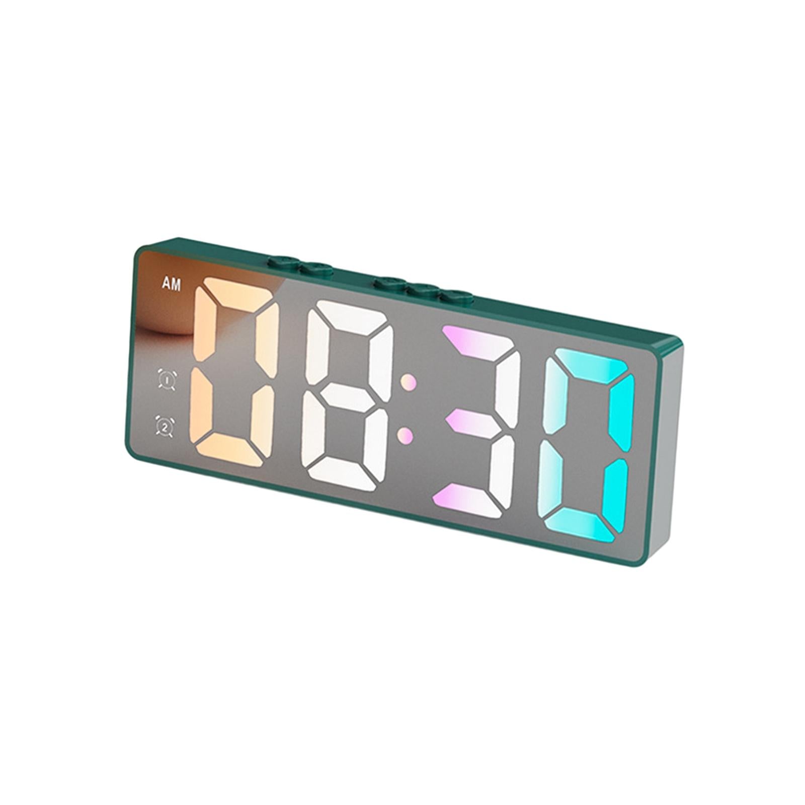 16cm Digital Alarm Clock Bedside Clock Portable for Bedroom Table and Travel Dark Green
