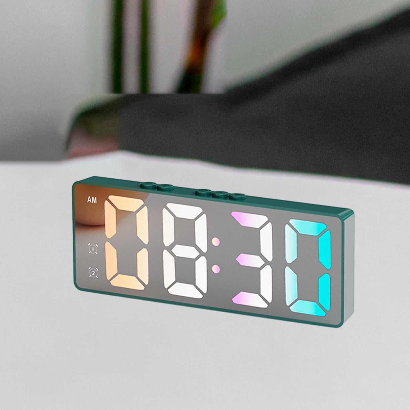 16cm Digital Alarm Clock Bedside Clock Portable for Bedroom Table and Travel Dark Green