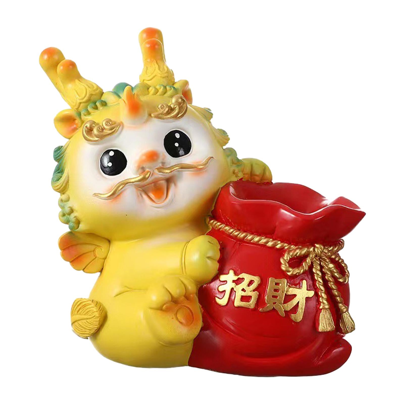 Chinese New Year Dragon Figurine Flower Vase for Festivals Hotel Dining Room Standing