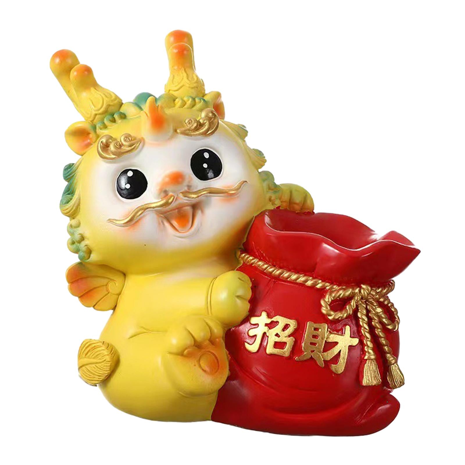 Chinese New Year Dragon Figurine Flower Vase for Festivals Hotel Dining Room Standing