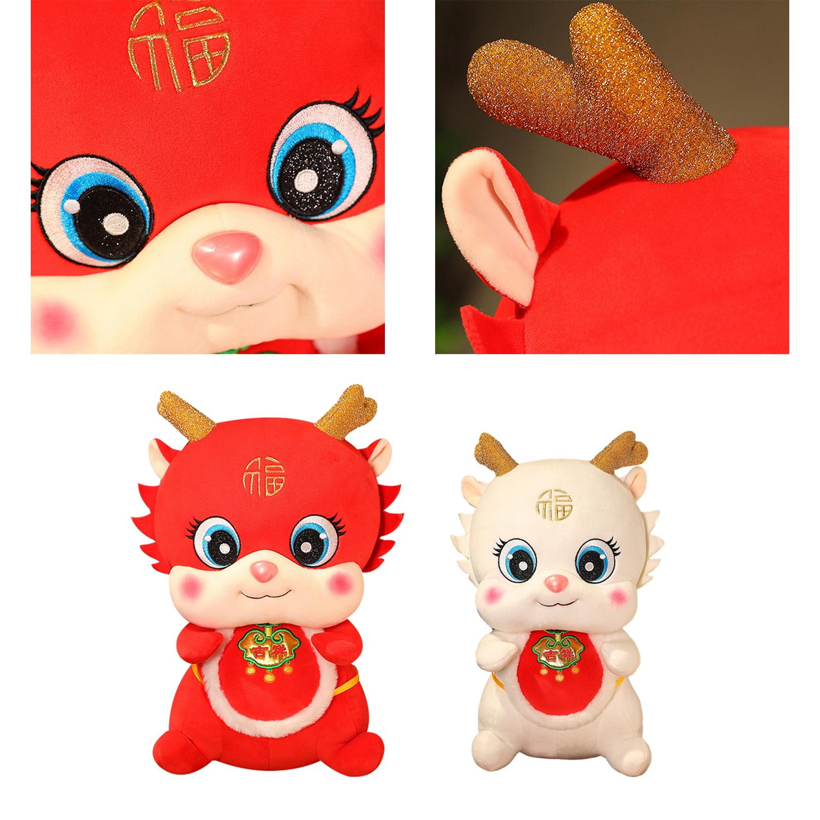 Chinese New Year Dragon Doll Cute Plush Toy for Cafe Bedroom Spring Festival Red 45cm