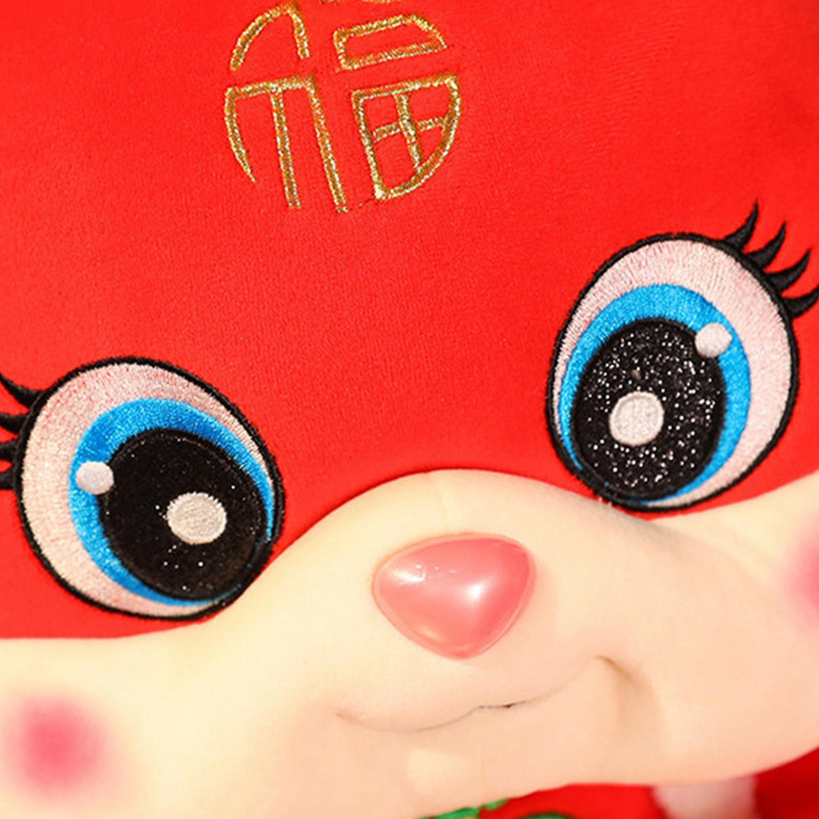 Chinese New Year Dragon Doll Cute Plush Toy for Cafe Bedroom Spring Festival Red 45cm