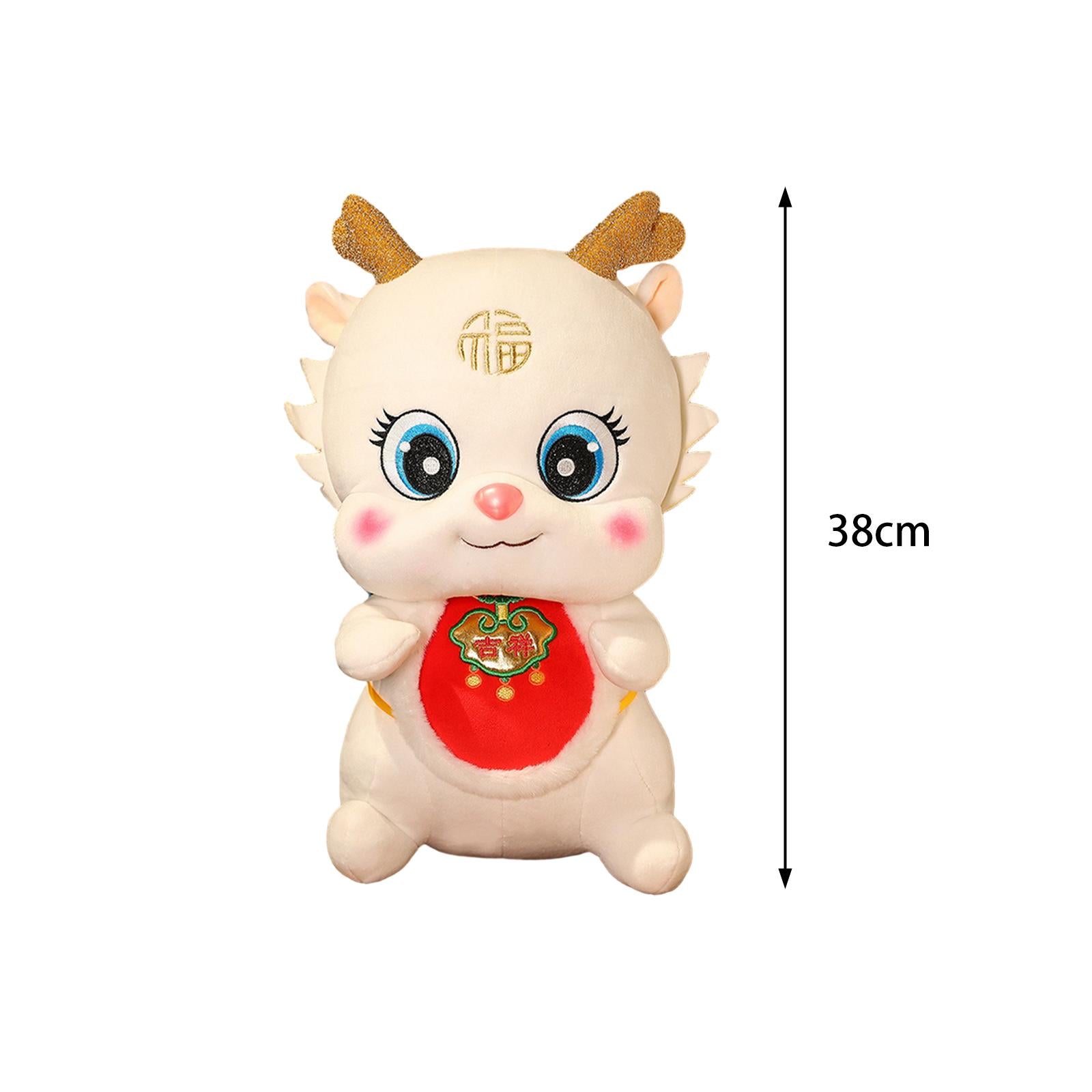 Chinese New Year Dragon Doll Cute Plush Toy for Cafe Bedroom Spring Festival White 38cm