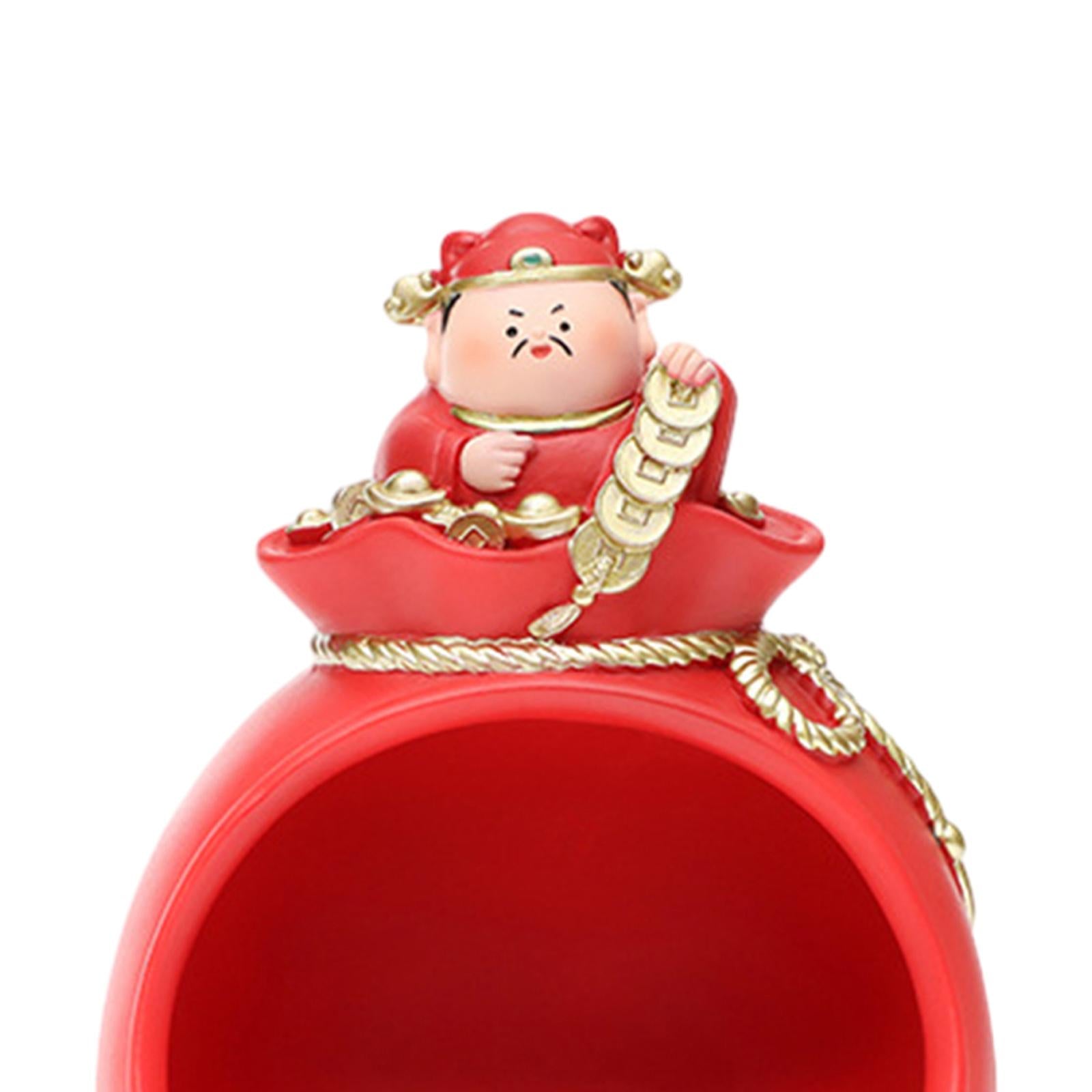 Caishen Statue Figurine God of Wealth Sculpture for Cabinet Desktop Entryway