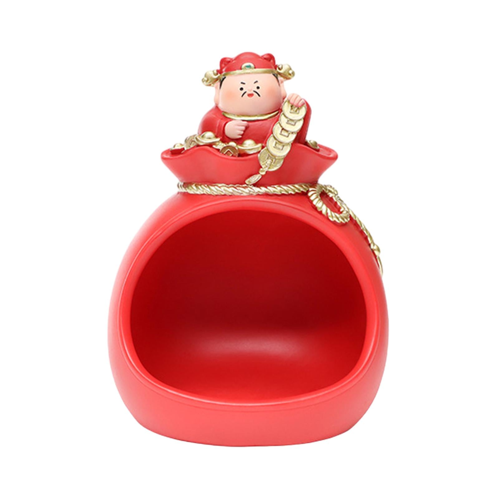 Caishen Statue Figurine God of Wealth Sculpture for Cabinet Desktop Entryway