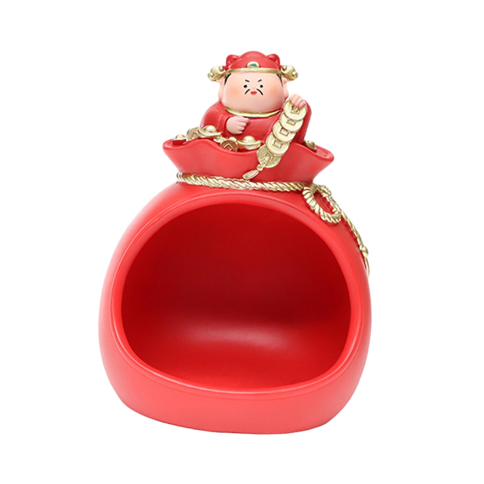 Caishen Statue Figurine God of Wealth Sculpture for Cabinet Desktop Entryway