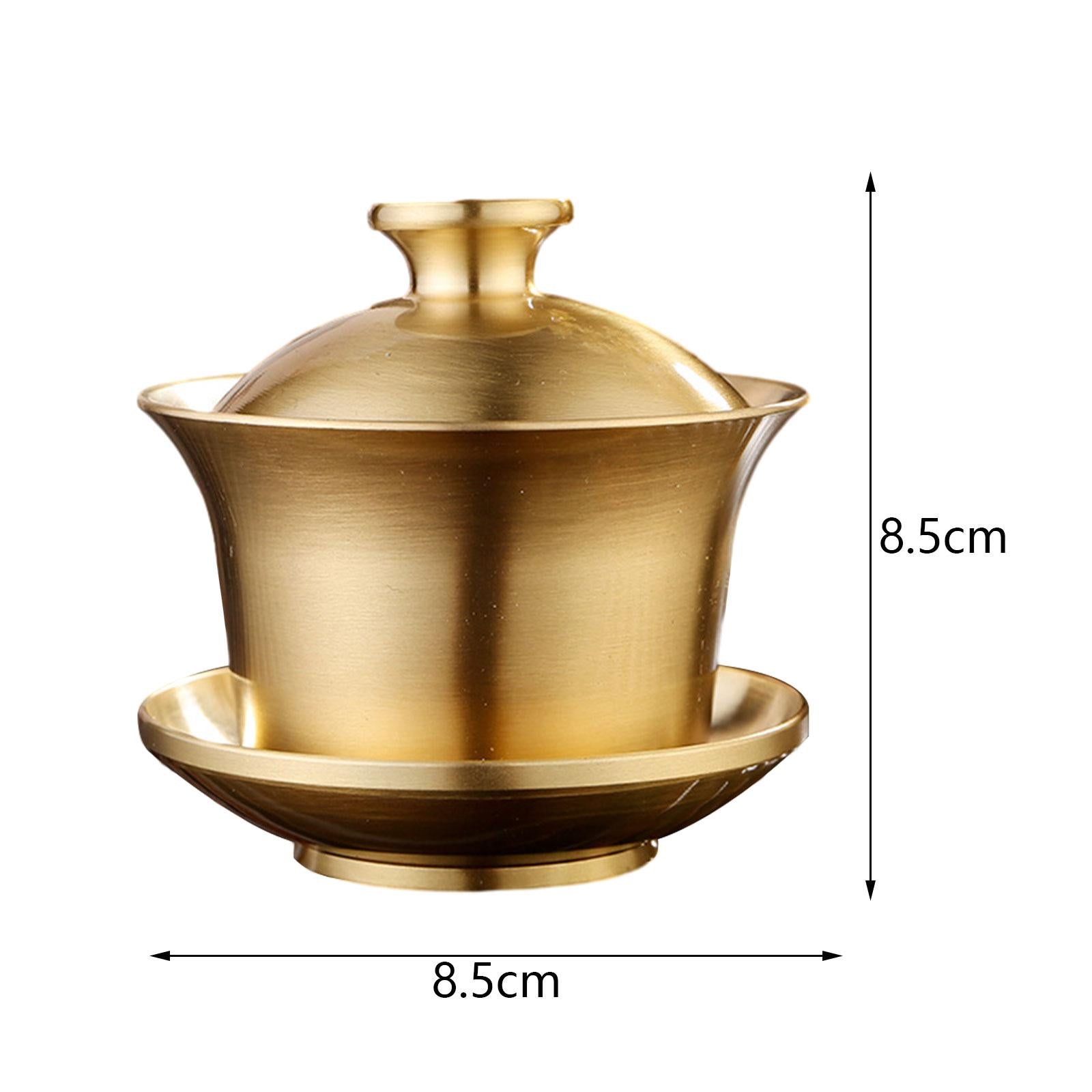 Tea Cup and Saucer Brass Portable Traditional for Restaurants Office Kitchen Soild