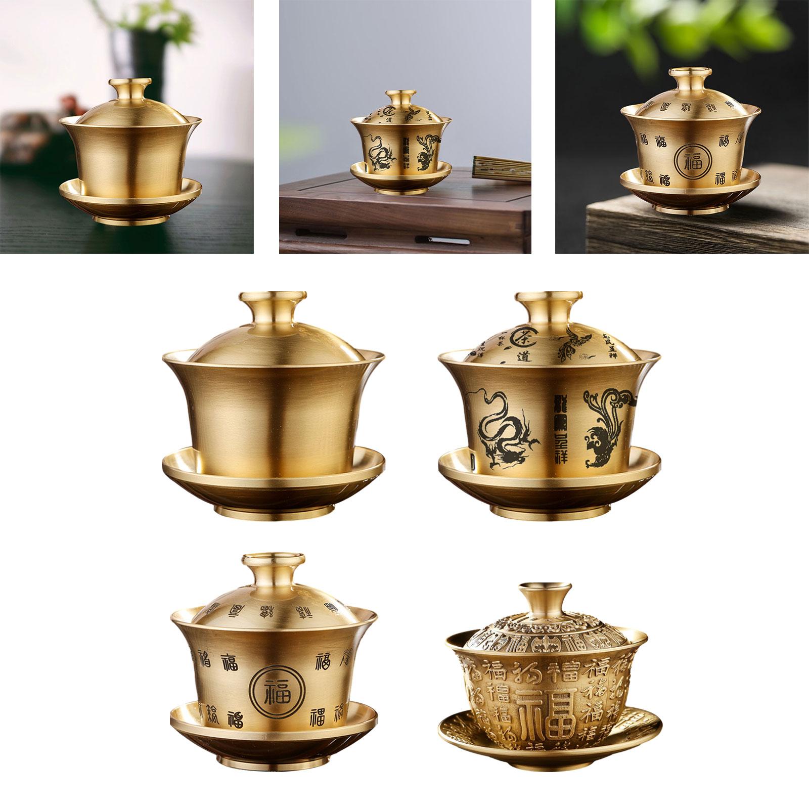 Tea Cup and Saucer Brass Portable Traditional for Restaurants Office Kitchen Soild