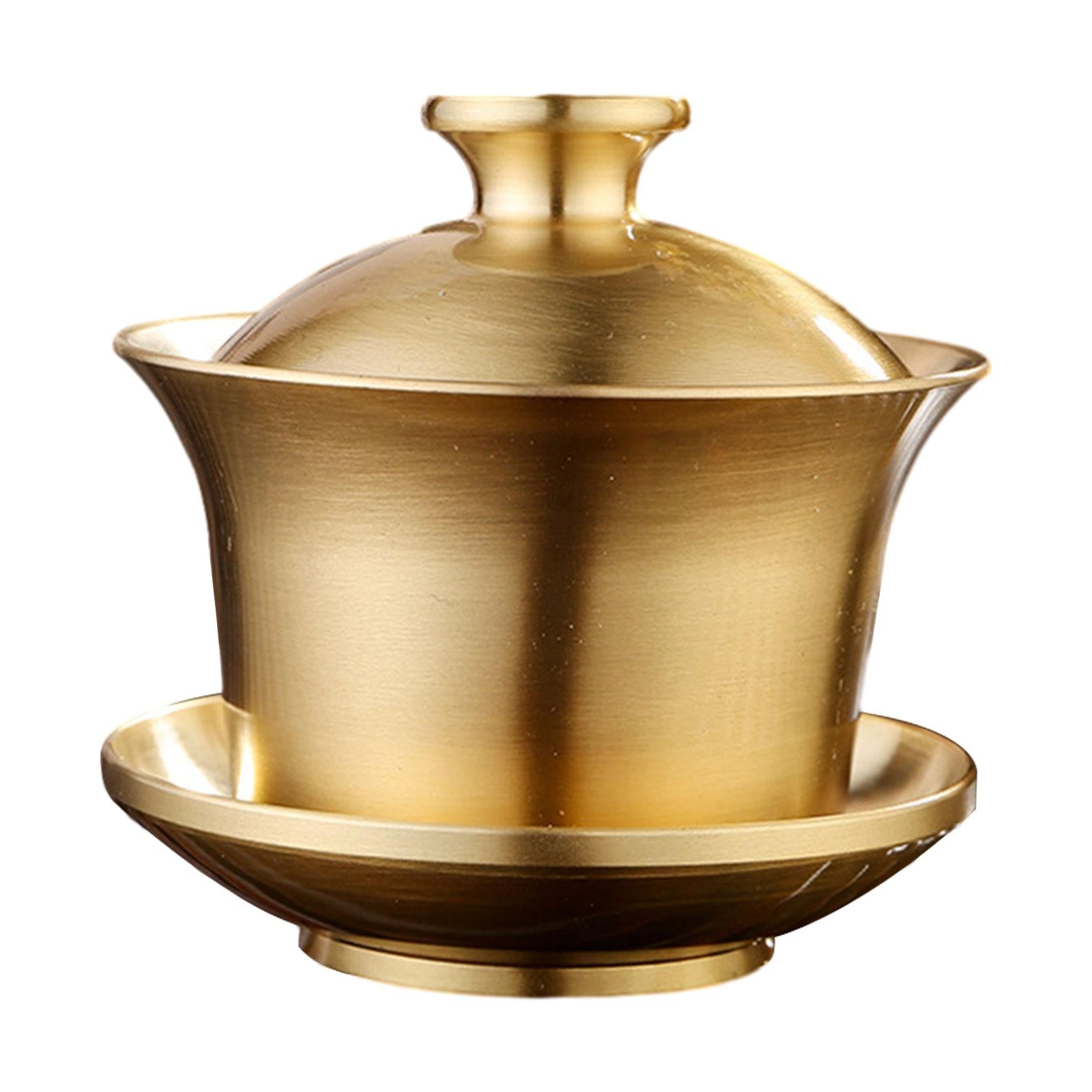Tea Cup and Saucer Brass Portable Traditional for Restaurants Office Kitchen Soild