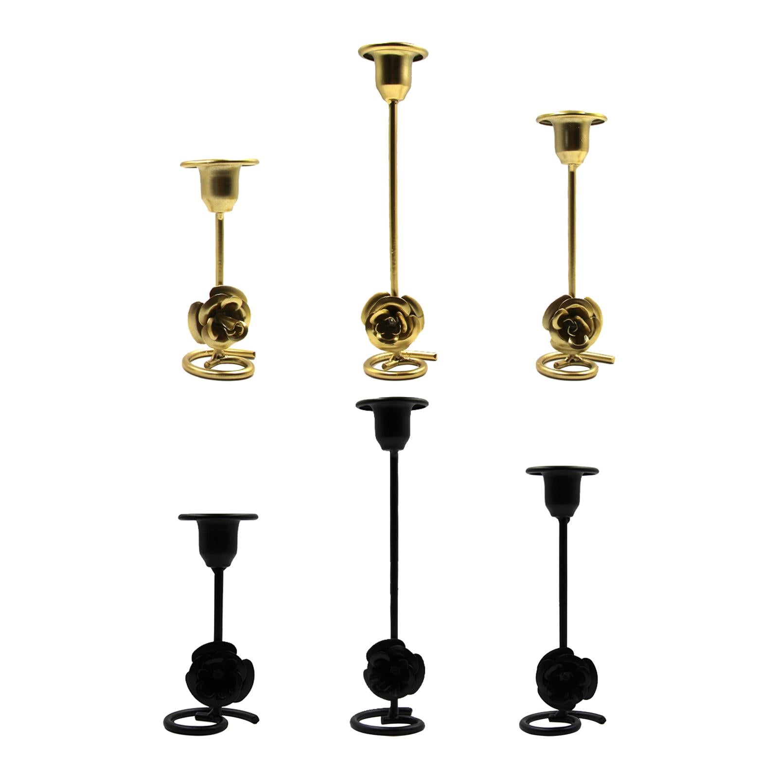 Taper Candle Holder Flower Creative for Wedding Dining Table Home Decoration gold L