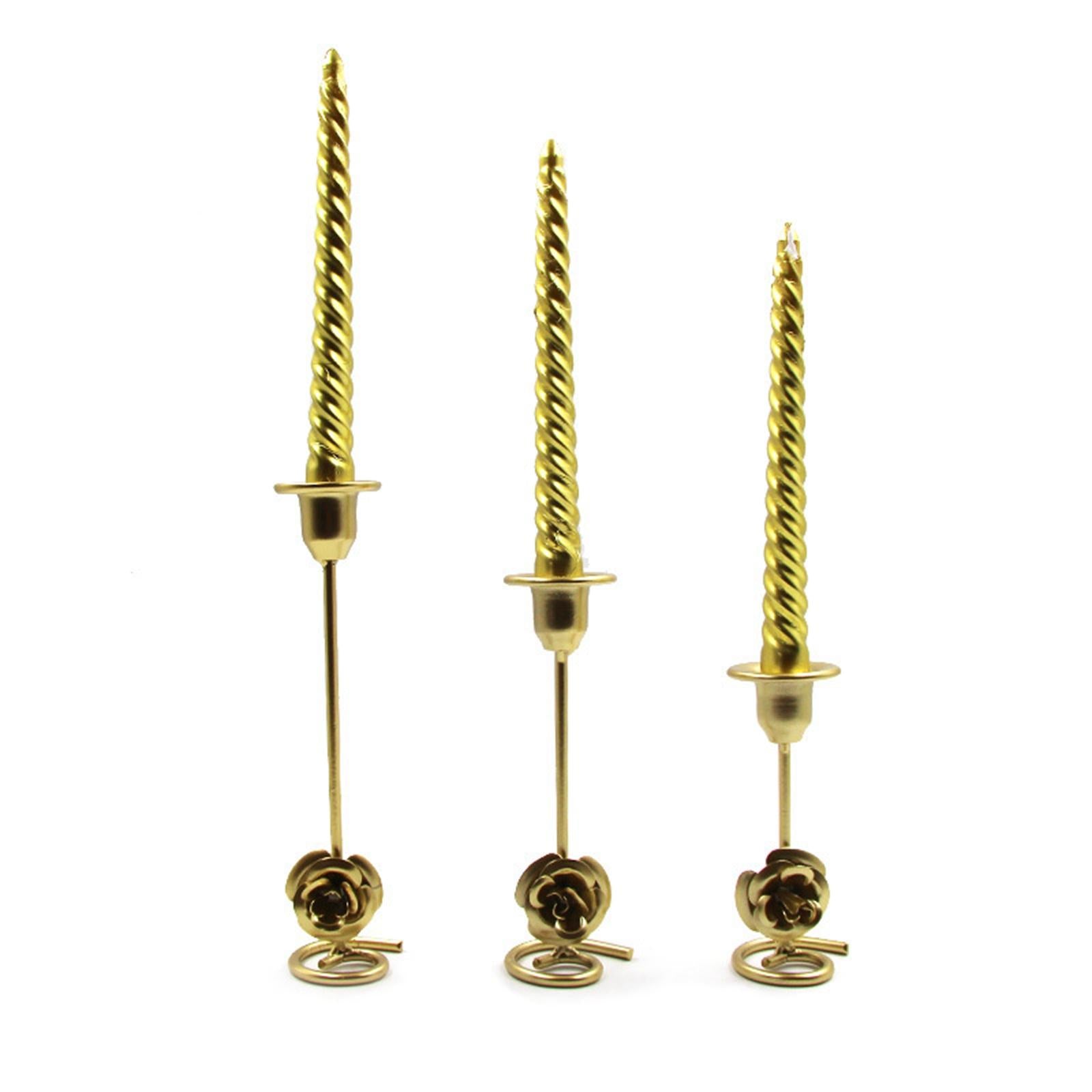 Taper Candle Holder Flower Creative for Wedding Dining Table Home Decoration gold L