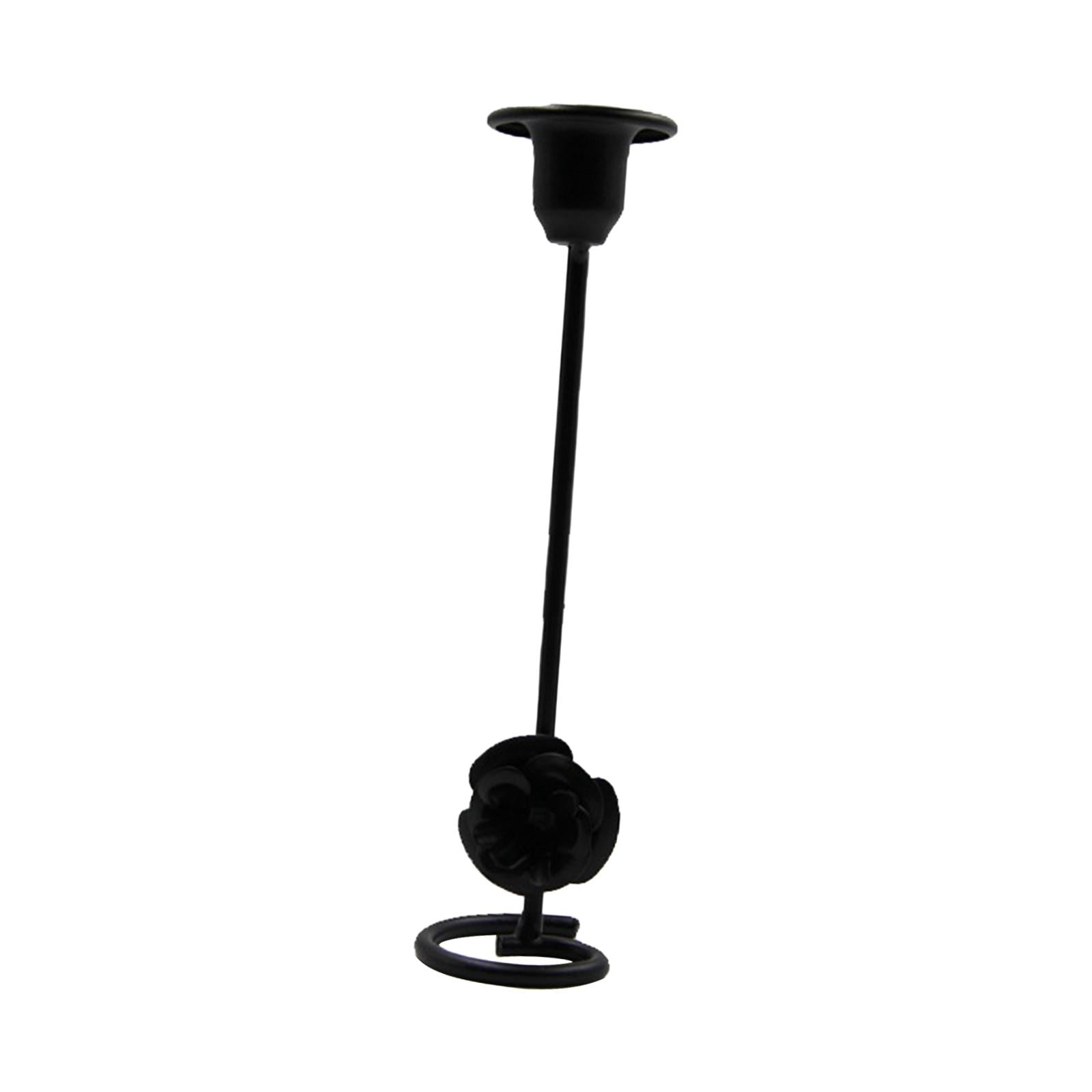 Taper Candle Holder Flower Creative for Wedding Dining Table Home Decoration black L