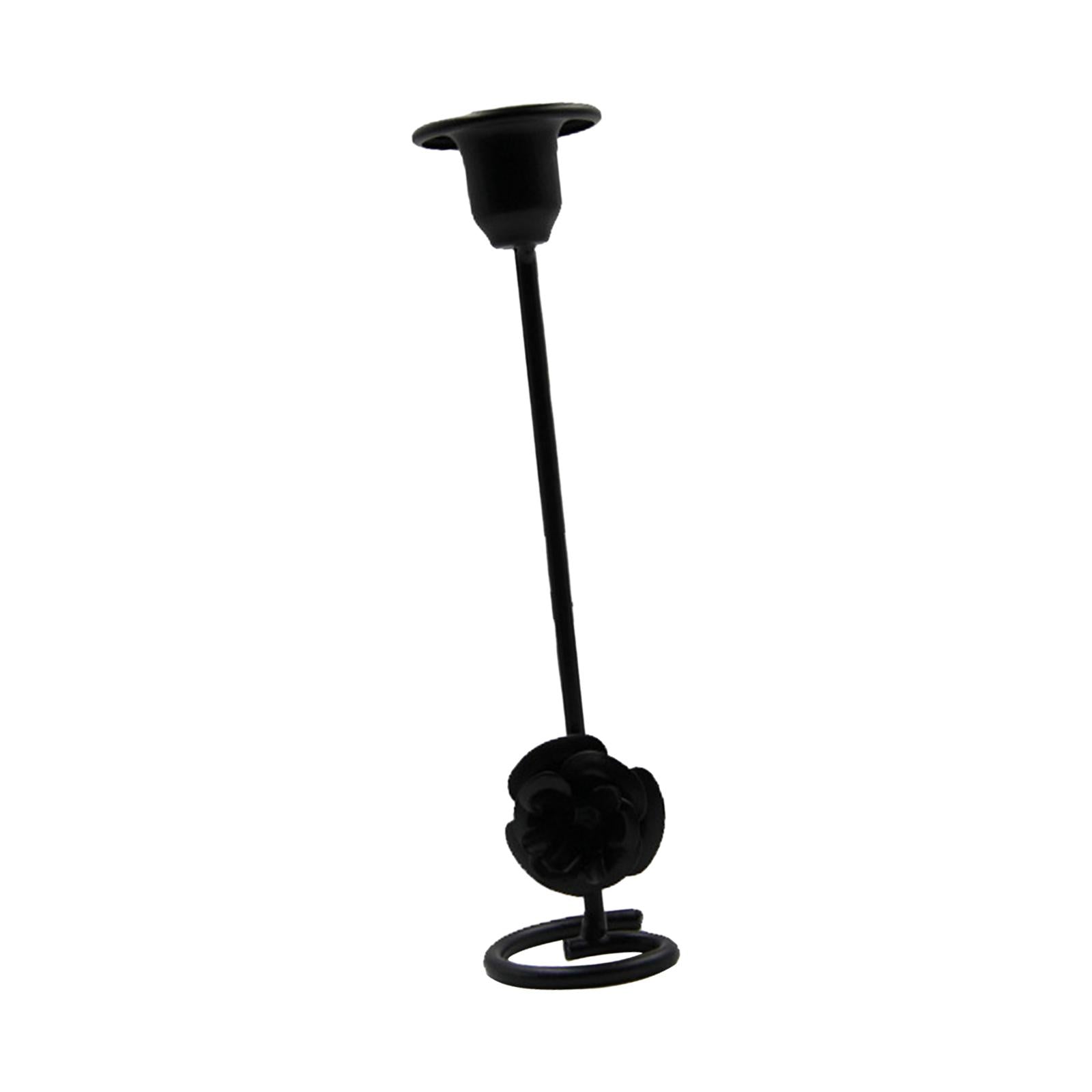 Taper Candle Holder Flower Creative for Wedding Dining Table Home Decoration black L