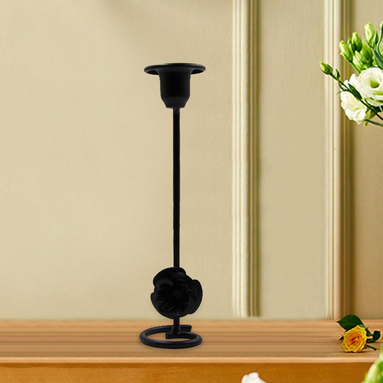 Taper Candle Holder Flower Creative for Wedding Dining Table Home Decoration black L