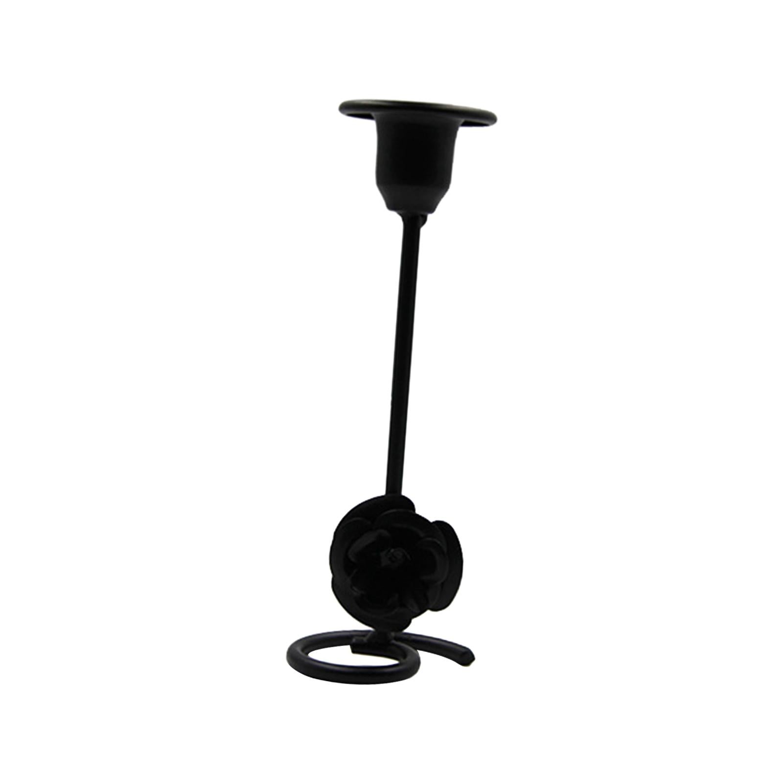 Taper Candle Holder Flower Creative for Wedding Dining Table Home Decoration black M