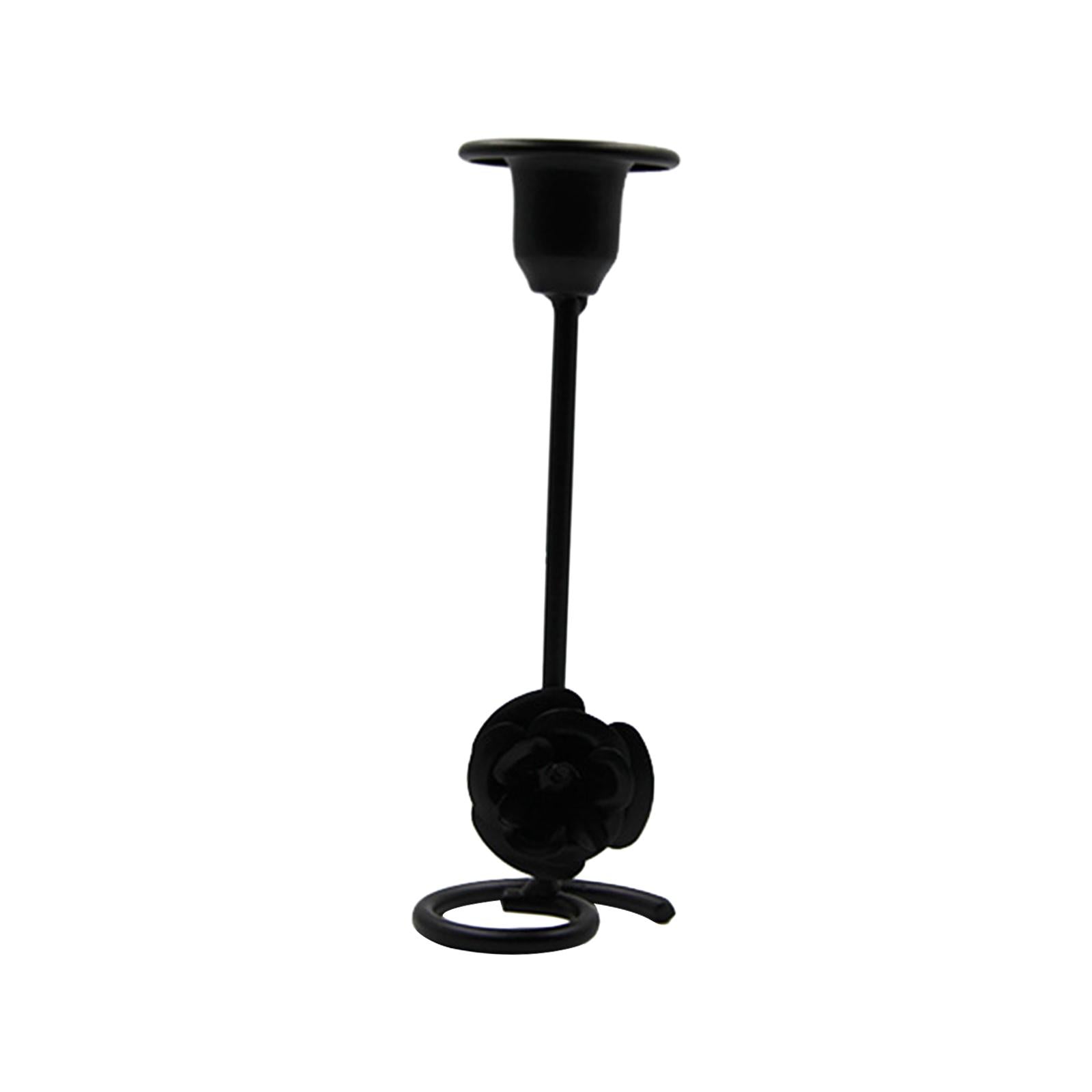 Taper Candle Holder Flower Creative for Wedding Dining Table Home Decoration black M