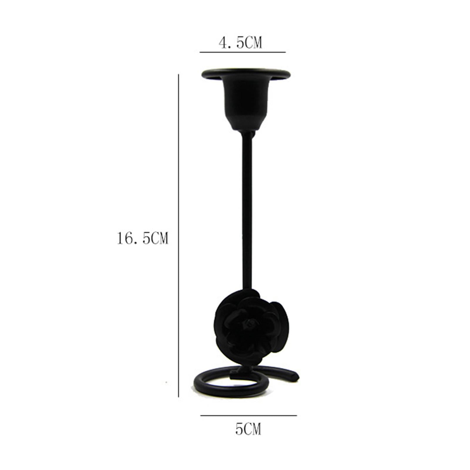 Taper Candle Holder Flower Creative for Wedding Dining Table Home Decoration black M