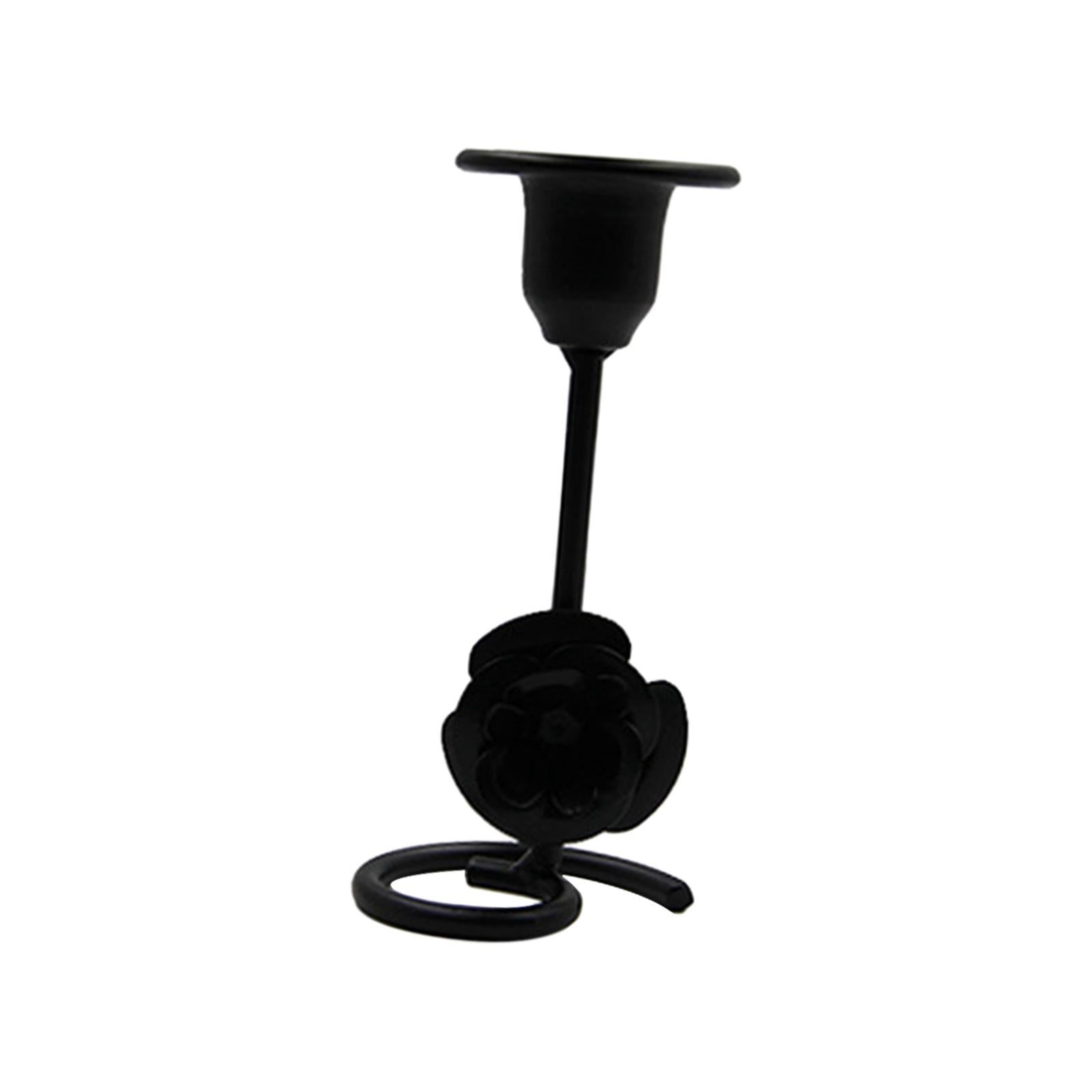 Taper Candle Holder Flower Creative for Wedding Dining Table Home Decoration black S
