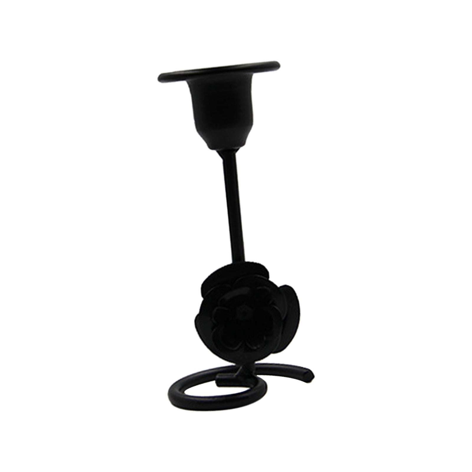 Taper Candle Holder Flower Creative for Wedding Dining Table Home Decoration black S