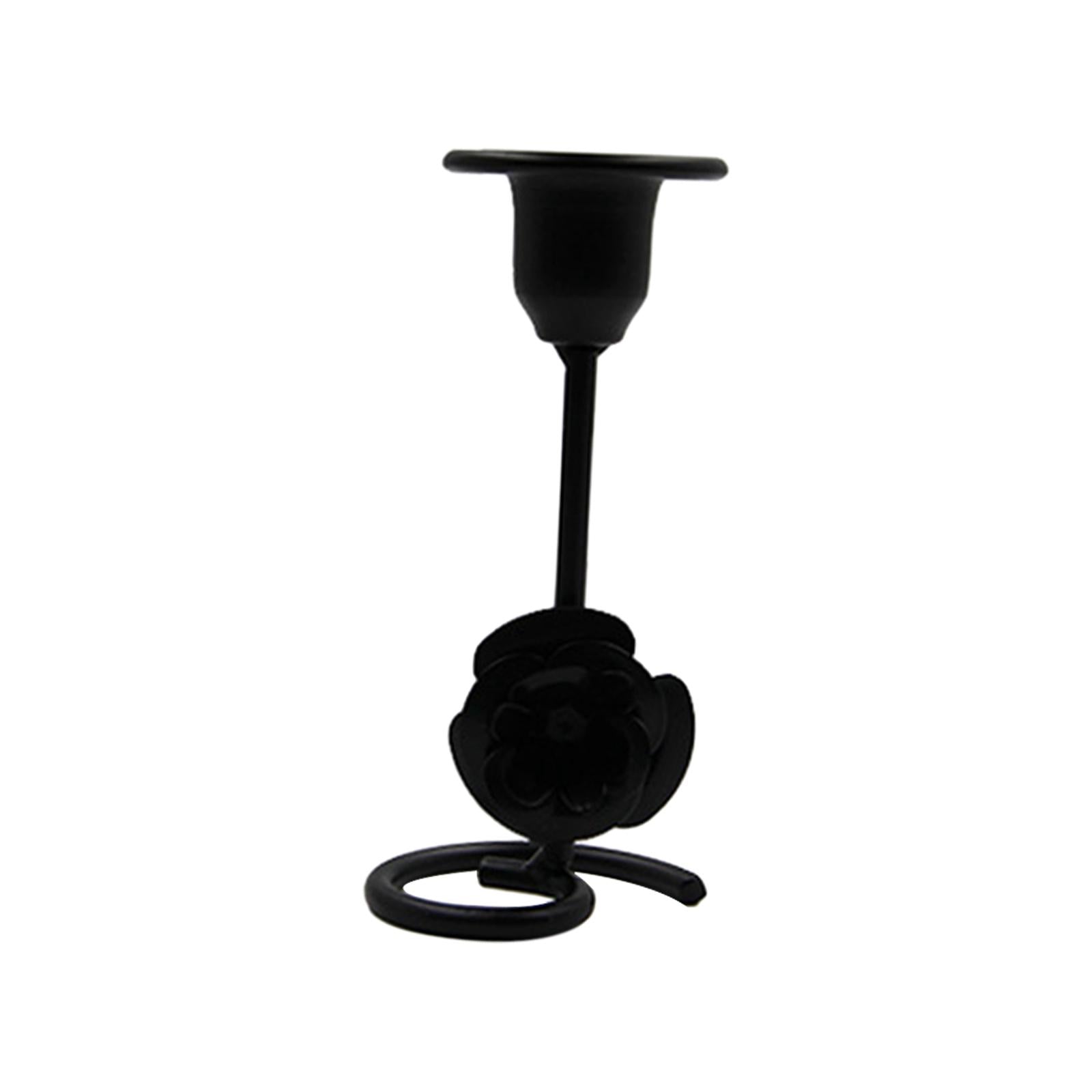Taper Candle Holder Flower Creative for Wedding Dining Table Home Decoration black S