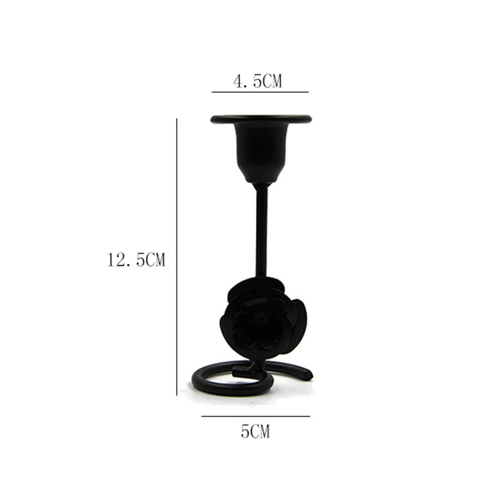 Taper Candle Holder Flower Creative for Wedding Dining Table Home Decoration black S