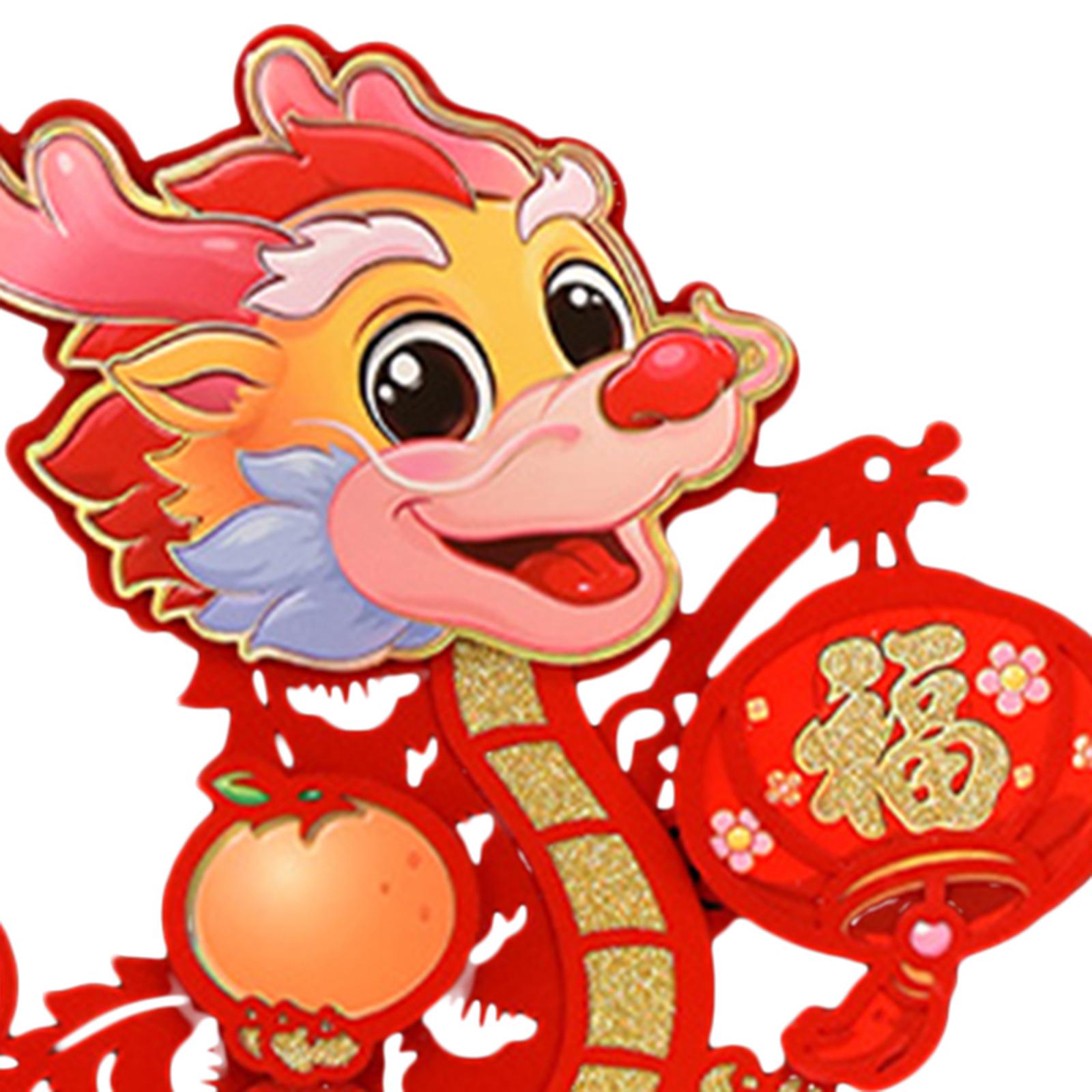 2Pcs Chinese New Year Door Sticker for Living Room Spring Festivals Entryway Non Woven Fabric L