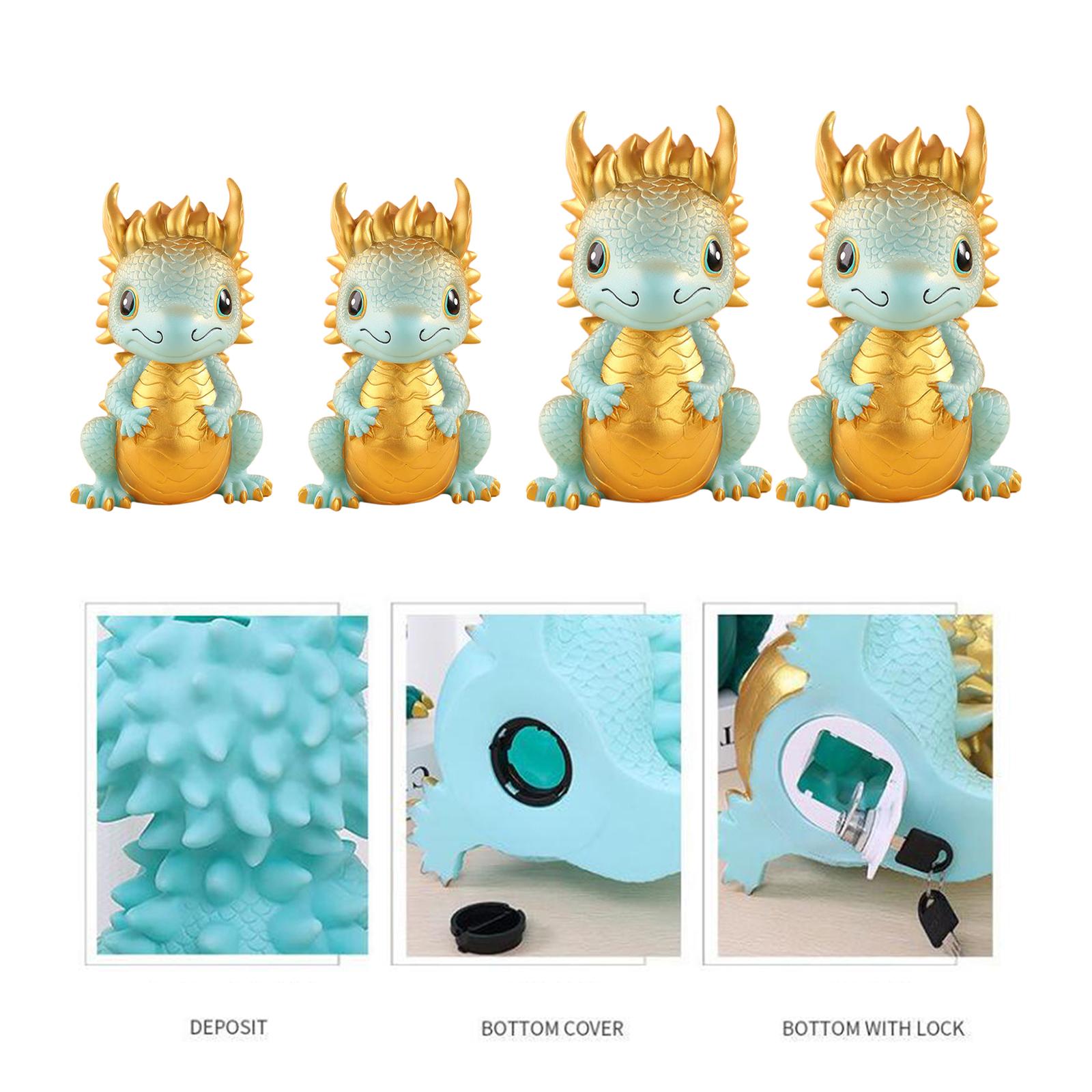Year of The Dragon Piggy Bank Cartoon Cute Dragon Statue for Girls Kids Boys Small with lock