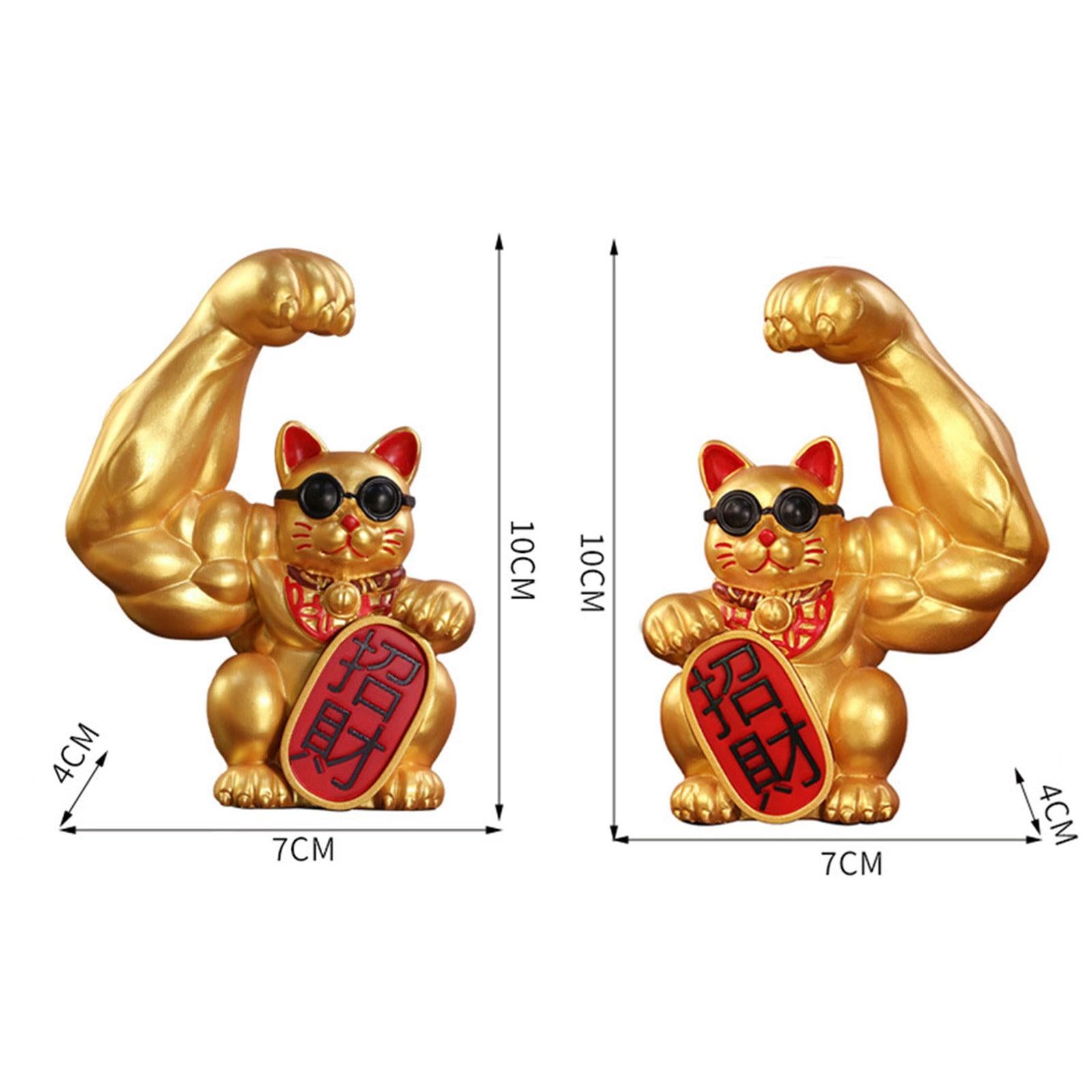 Set of 2 Lucky Cat Statue Car Interior Decoration for Home Display Car Decor