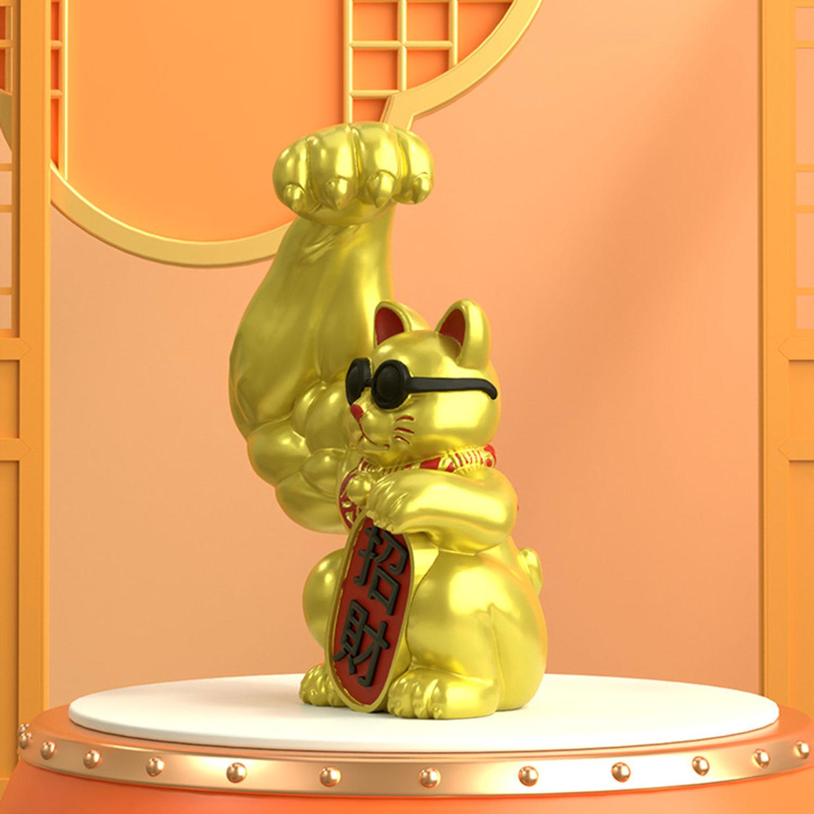 Set of 2 Lucky Cat Statue Car Interior Decoration for Home Display Car Decor