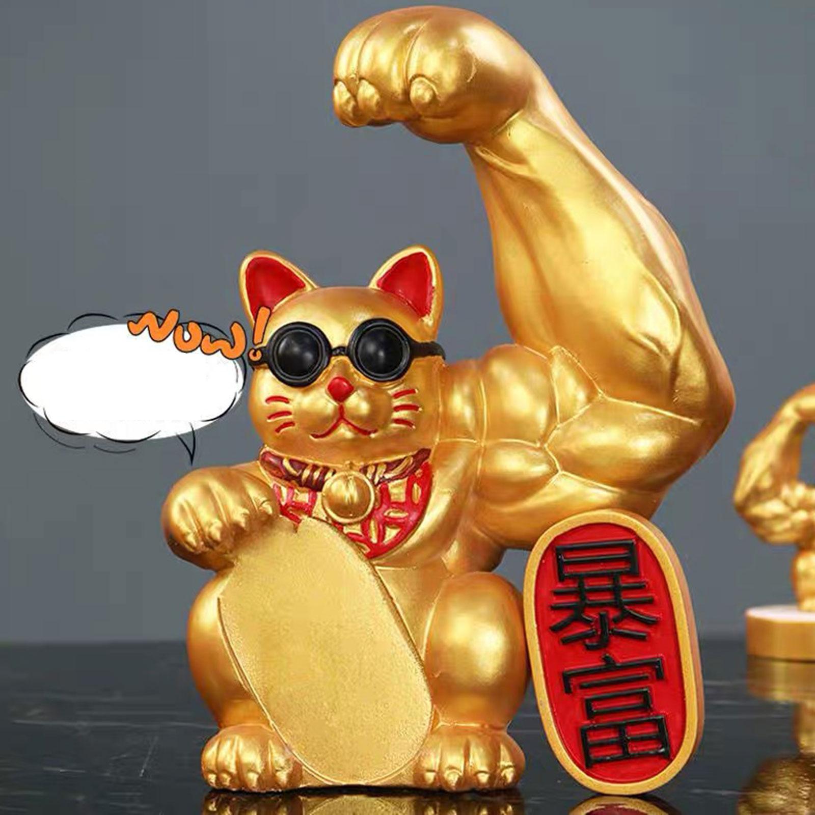 Set of 2 Lucky Cat Statue Car Interior Decoration for Home Display Car Decor