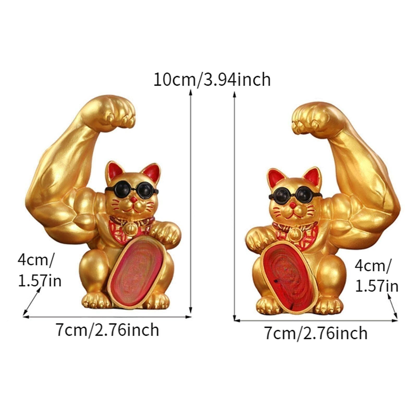 Set of 2 Lucky Cat Statue Car Interior Decoration for Home Display Car Decor