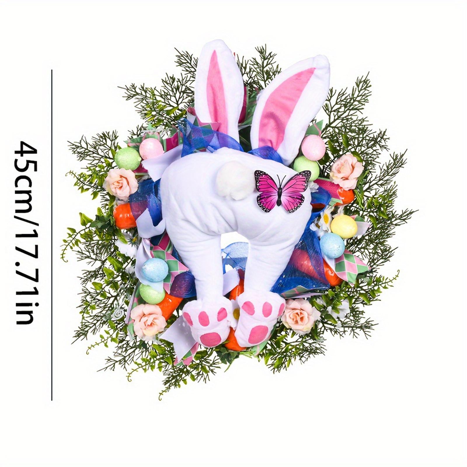 Easter Bunny Wreath Front Door Decoration for Farmhouse Home Decor Accessory