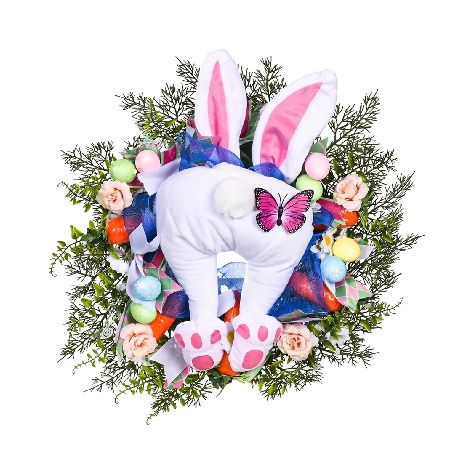 Easter Bunny Wreath Front Door Decoration for Farmhouse Home Decor Accessory