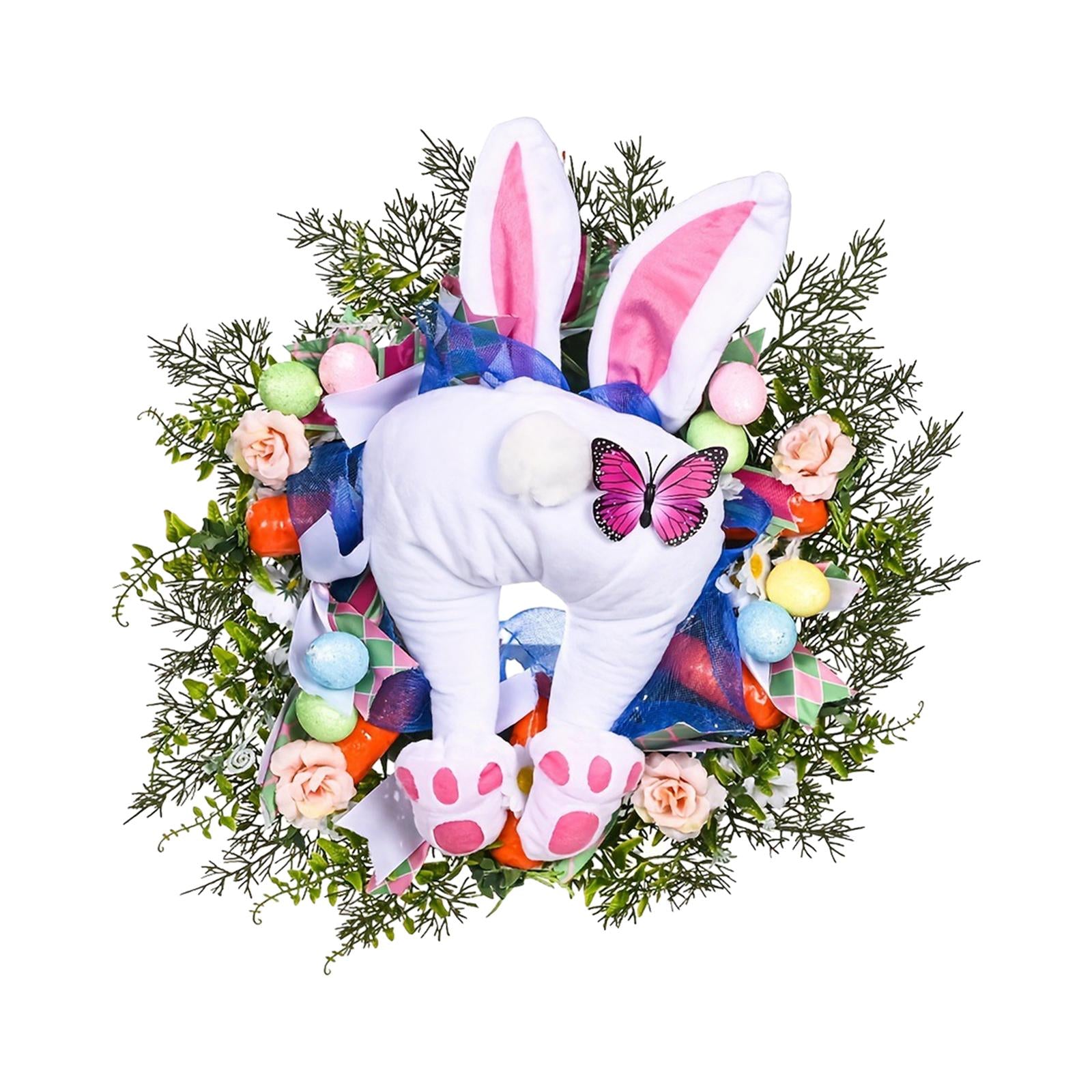 Easter Bunny Wreath Front Door Decoration for Farmhouse Home Decor Accessory