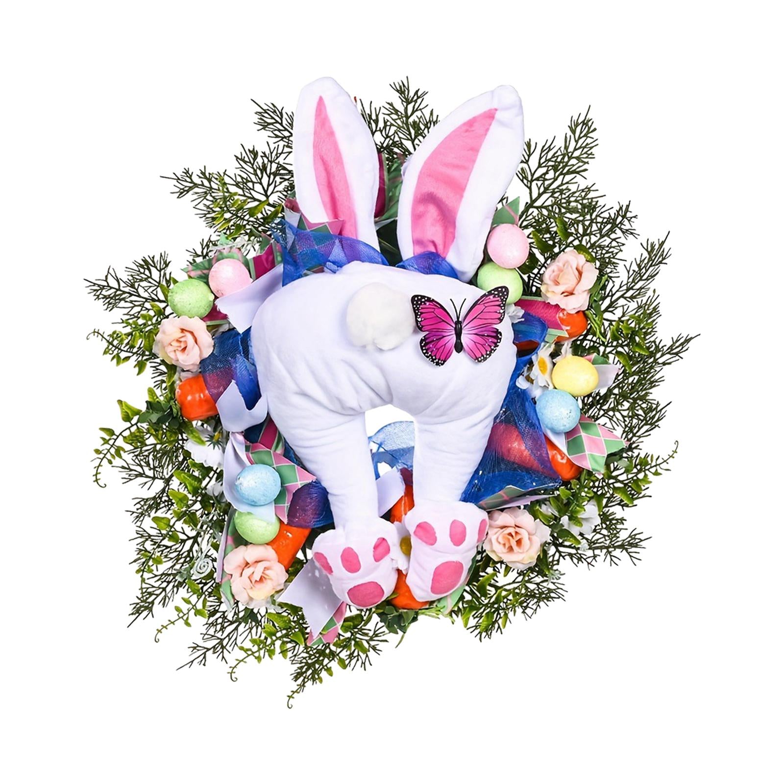 Easter Bunny Wreath Front Door Decoration for Farmhouse Home Decor Accessory