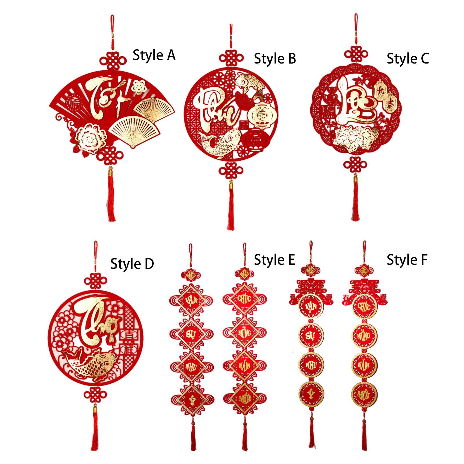 2xChinese New Year Hanging Decoration Wall Farmhouse Spring Festival Door Sign Style A 1Pc