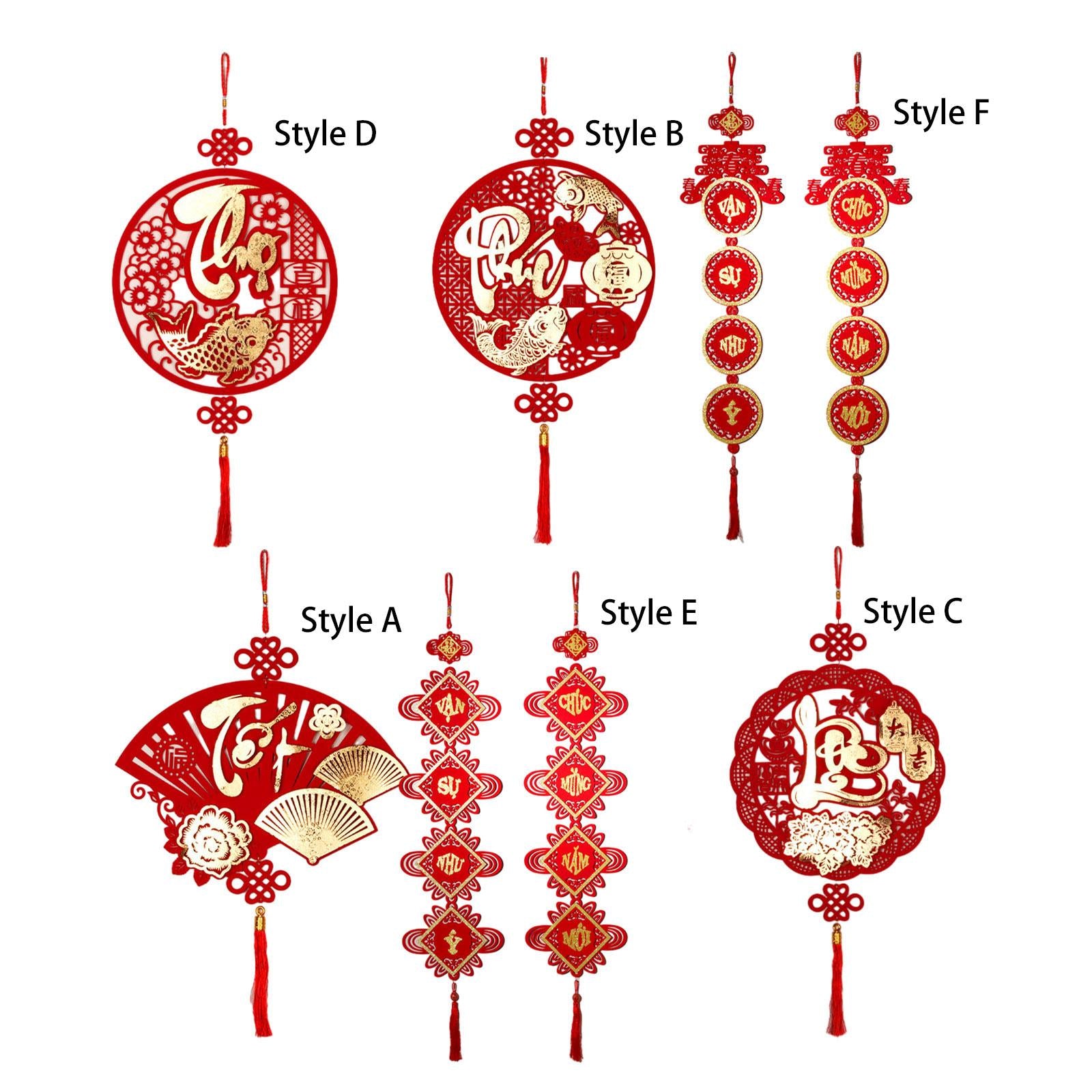 2xChinese New Year Hanging Decoration Wall Farmhouse Spring Festival Door Sign Style A 1Pc