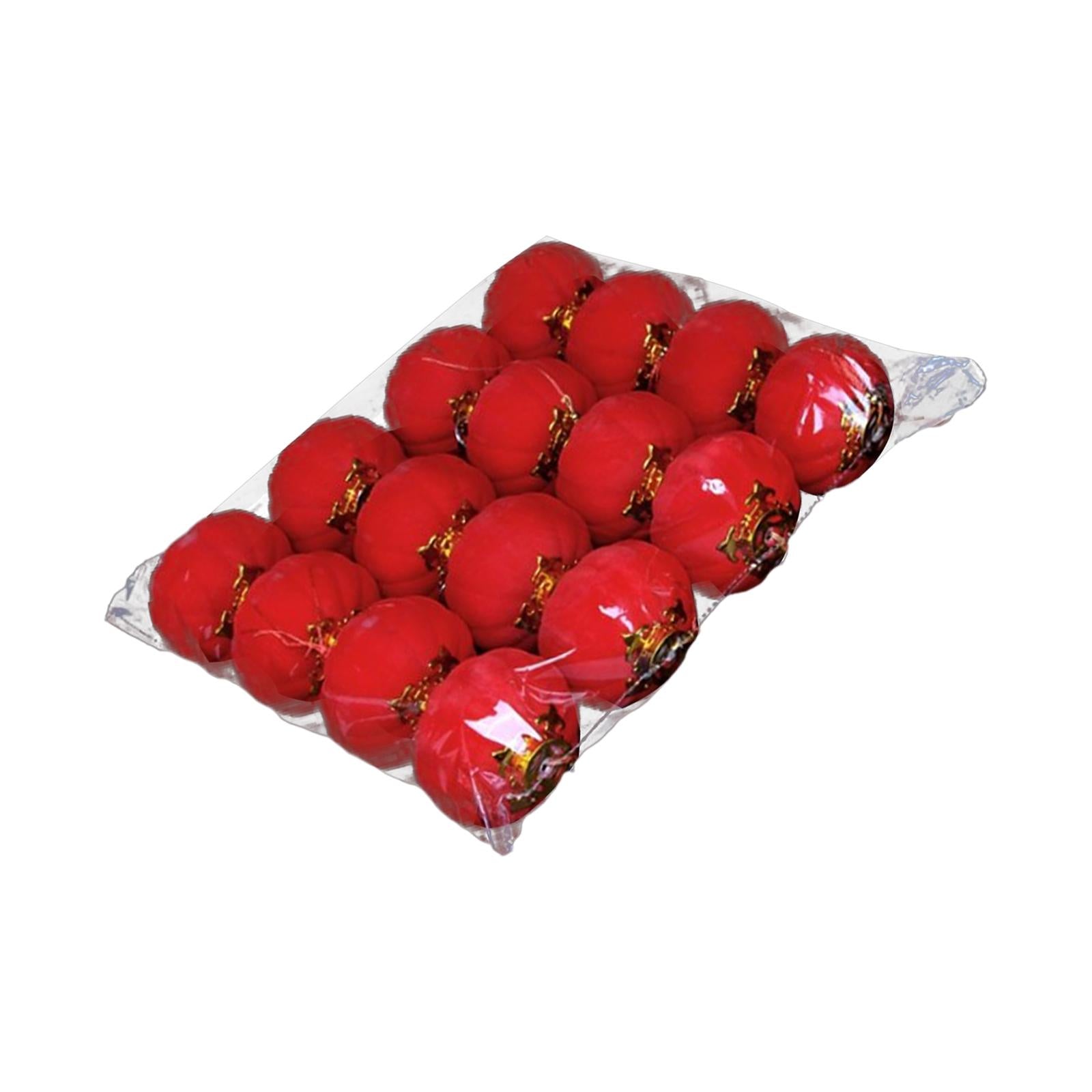 16Pcs Chinese Red Lanterns Home Flocked for Spring Festival Wedding Birthday 9 cm
