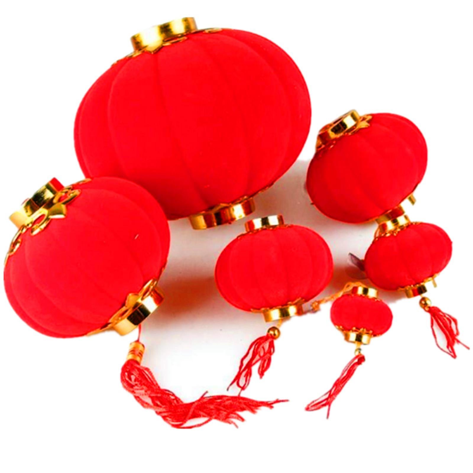 16Pcs Chinese Red Lanterns Home Flocked for Spring Festival Wedding Birthday 6 cm